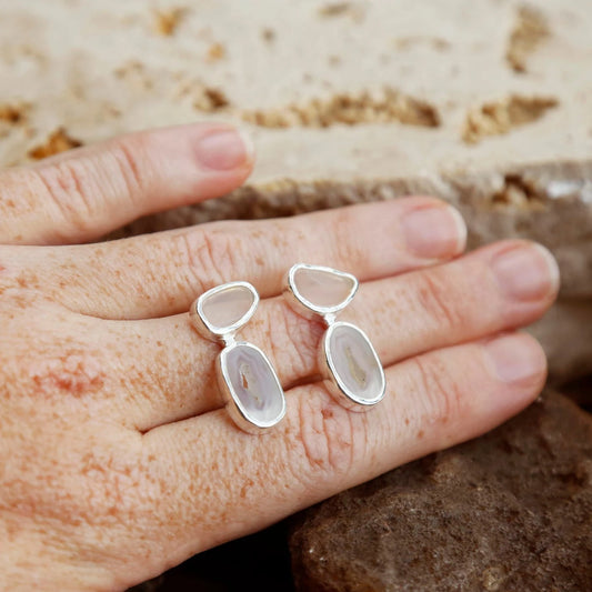 Agate Earrings Sterling Silver