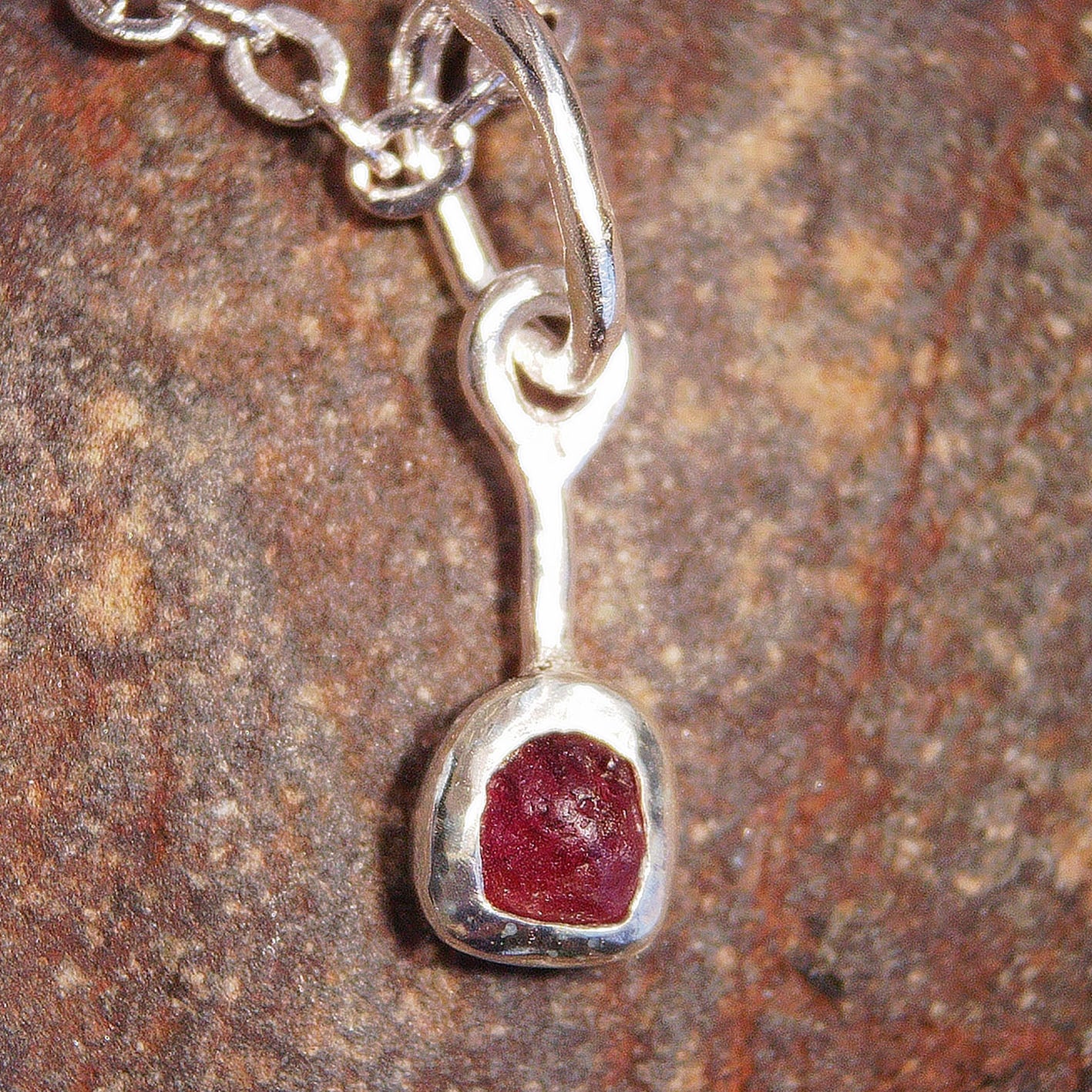 garnet pendant | solid silver