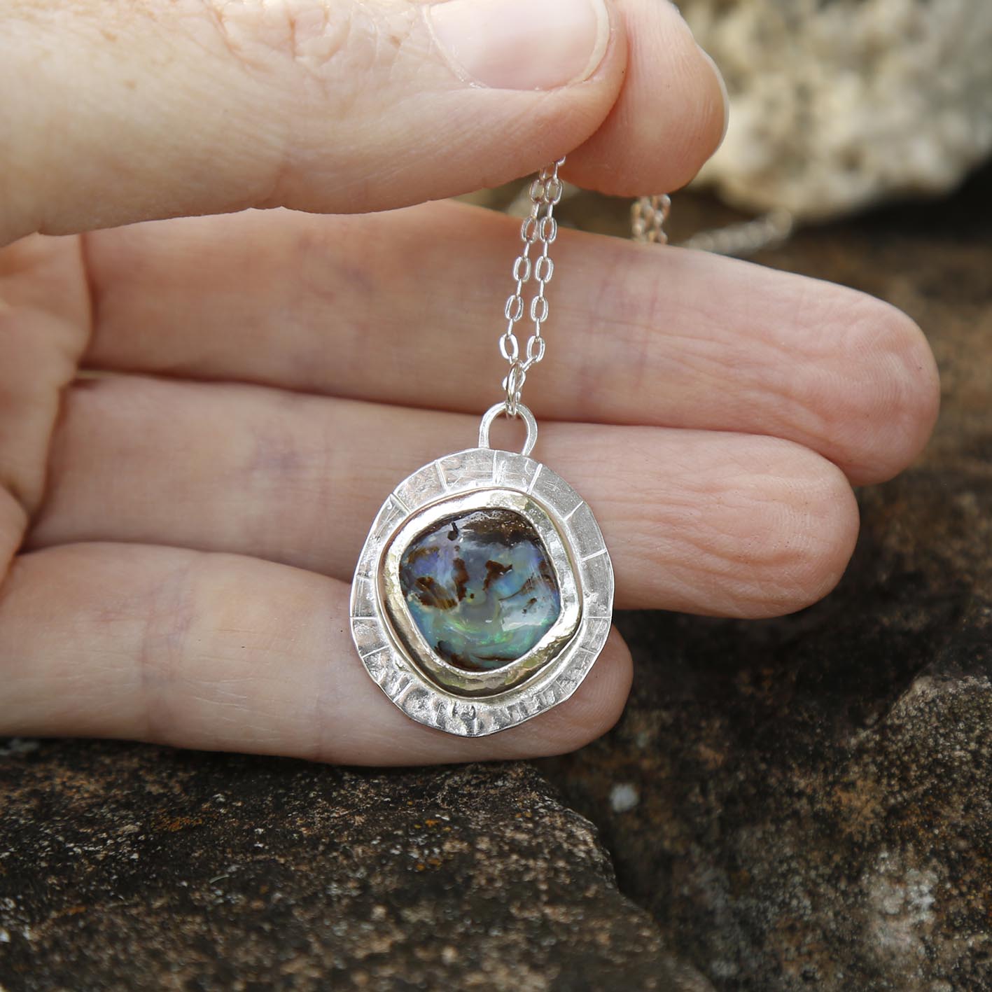 opal pendant | solid silver