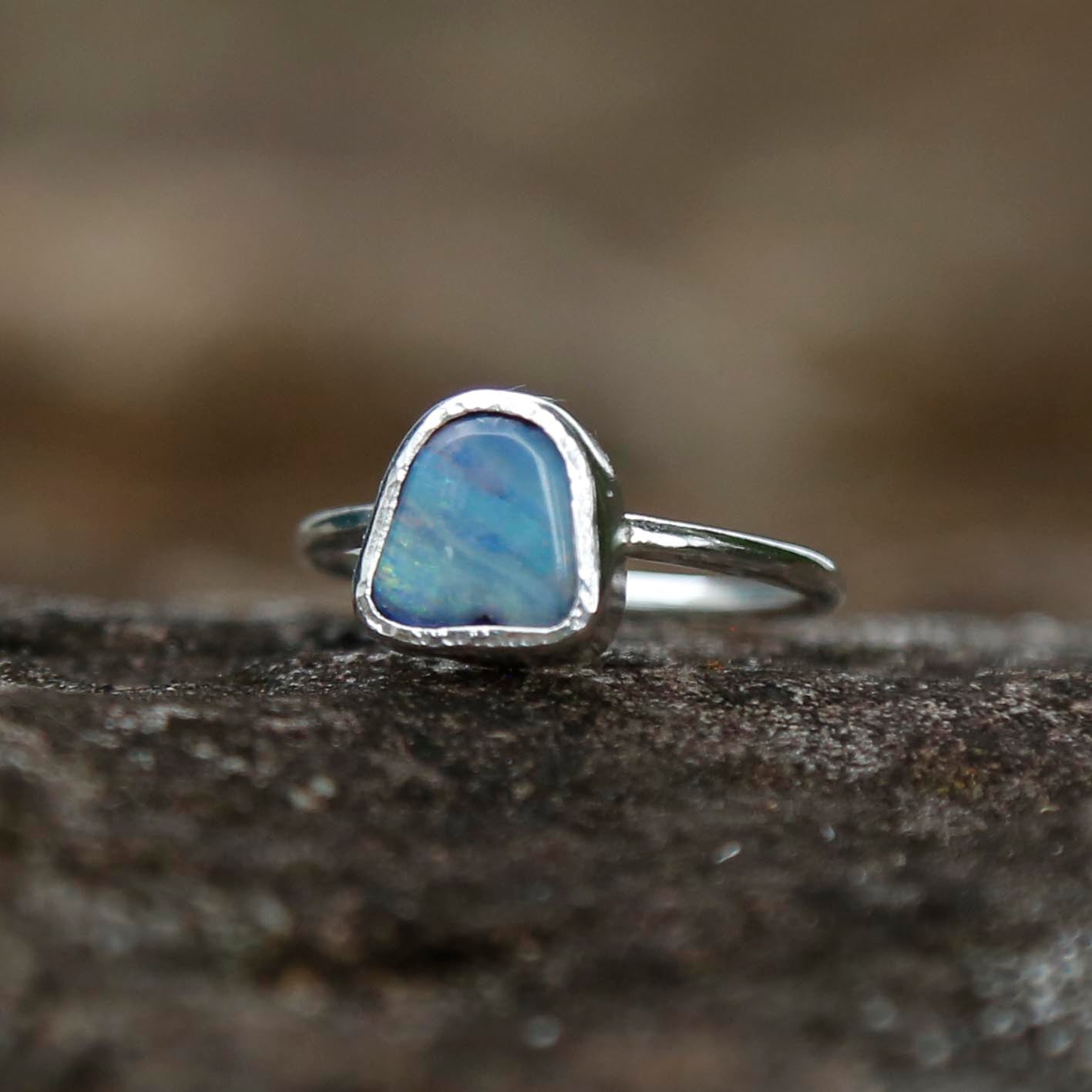 opal ring in solid silver | N