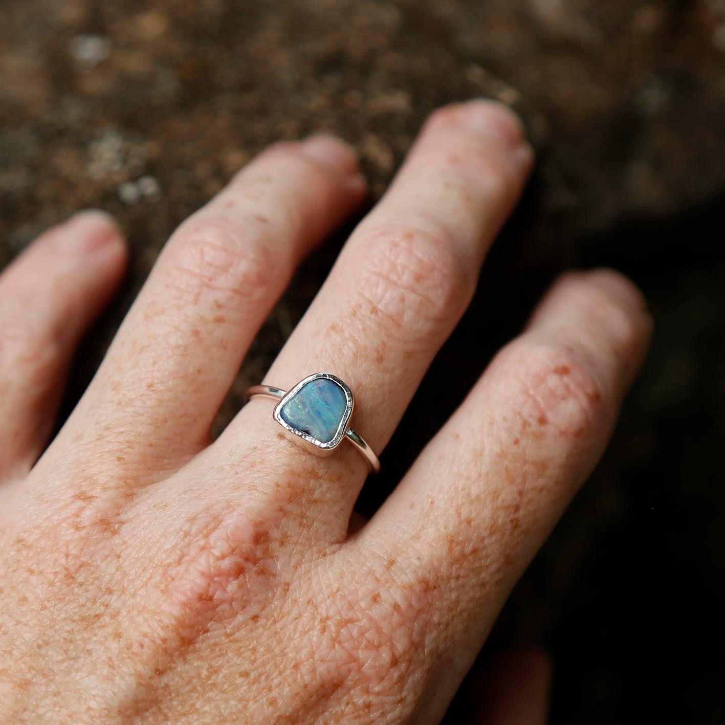 opal ring in solid silver | N
