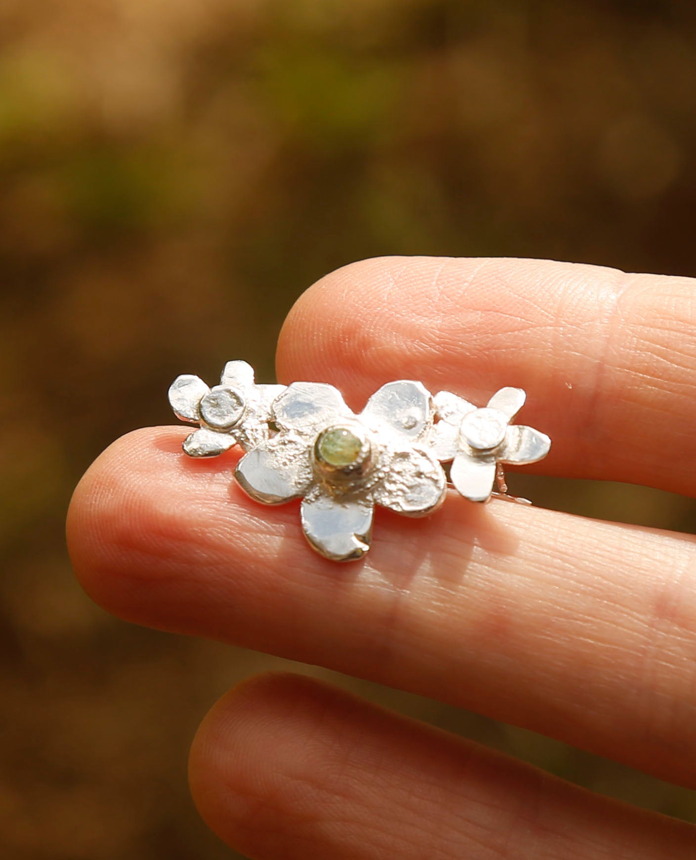 emerald brooch | solid silver