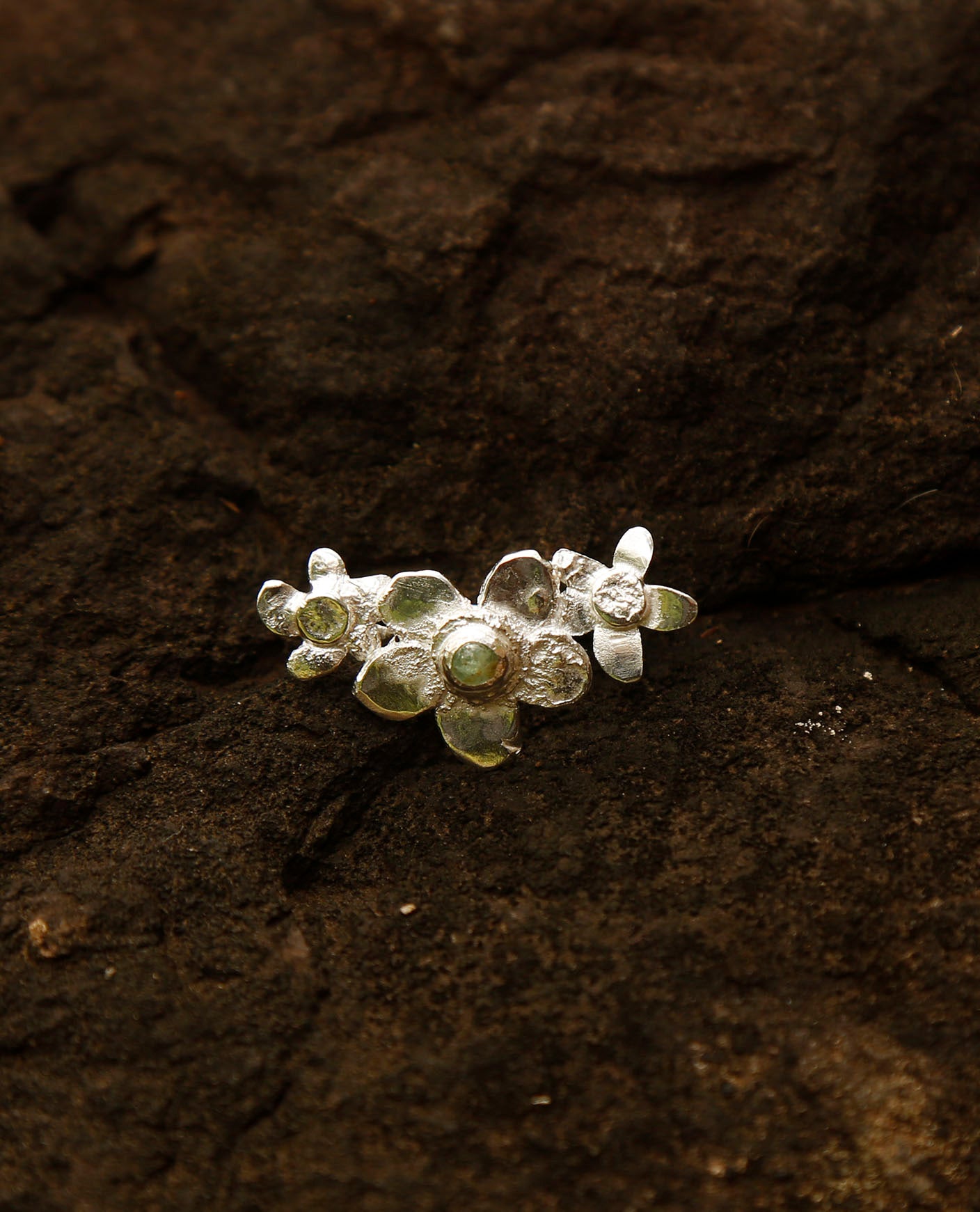 emerald brooch | solid silver