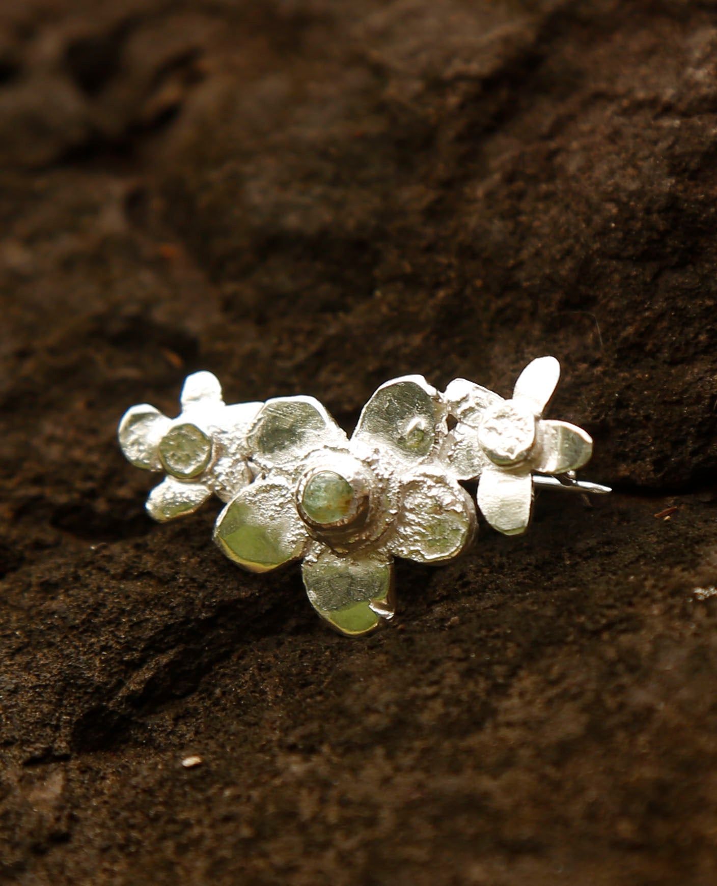 emerald brooch | solid silver