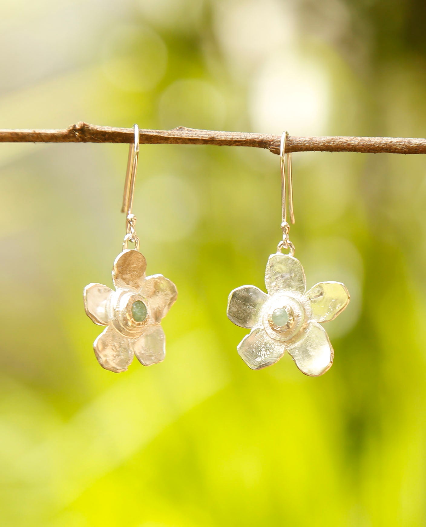 emerald earrings | solid silver