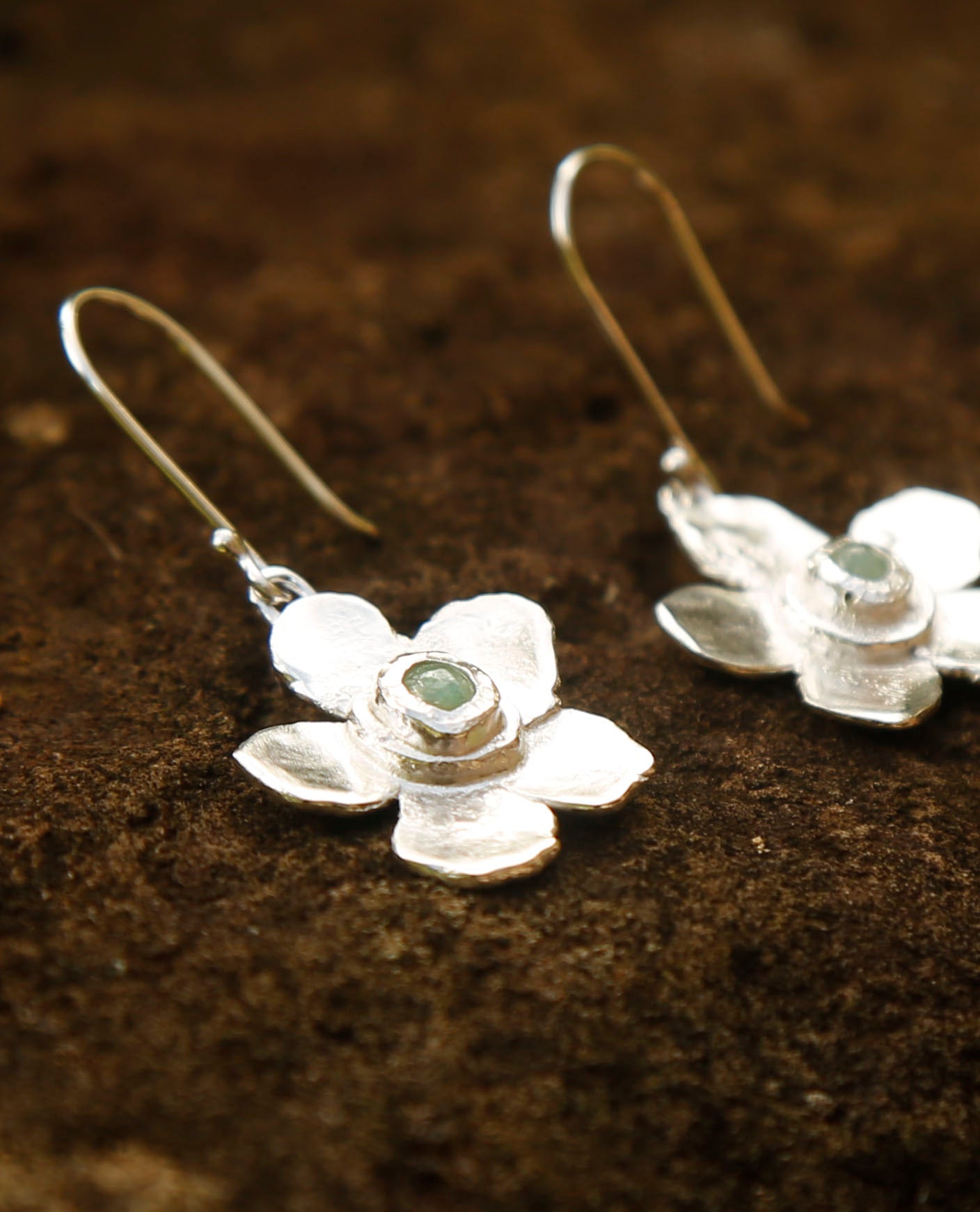 emerald earrings | solid silver
