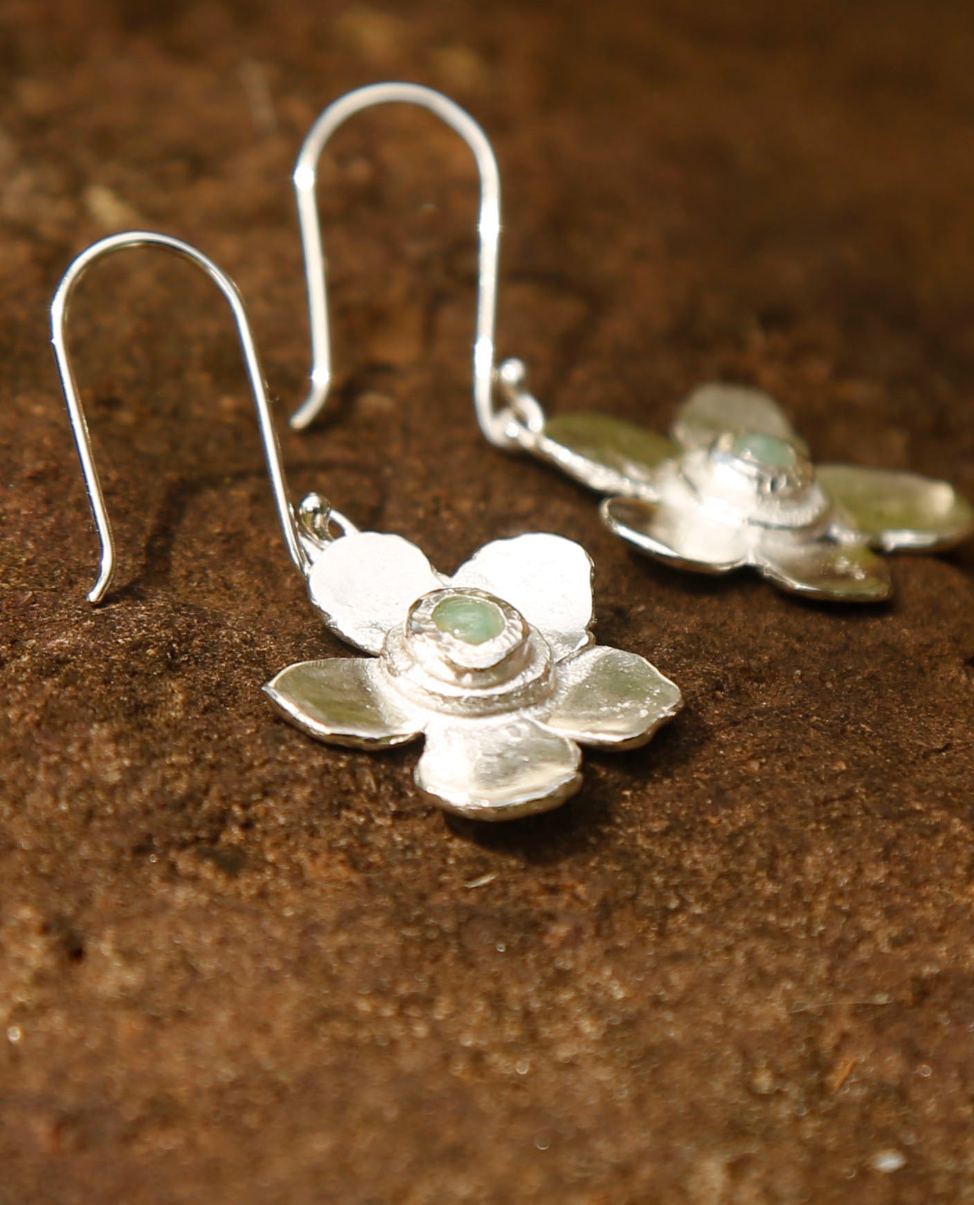 emerald earrings | solid silver