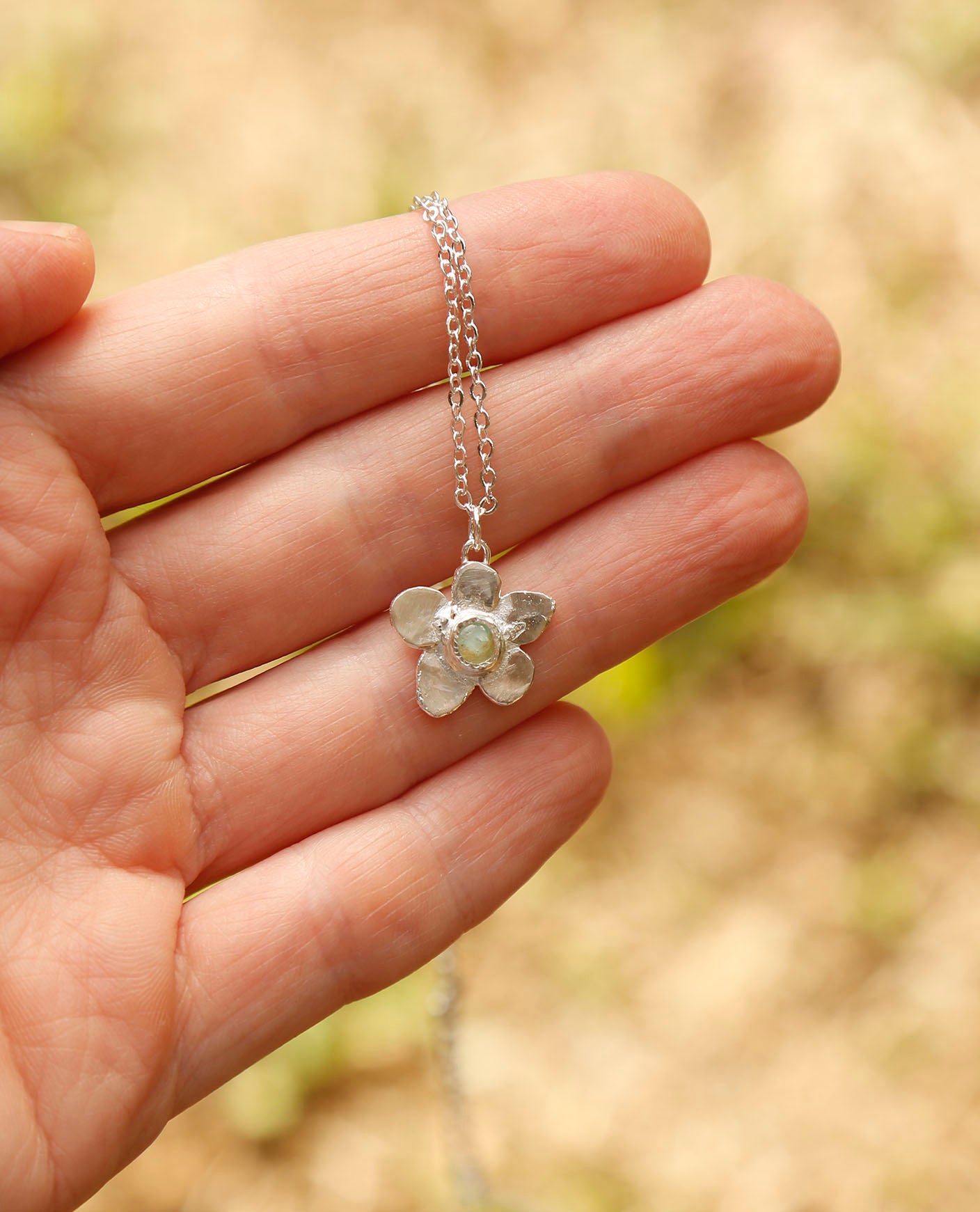 emerald necklace | solid silver