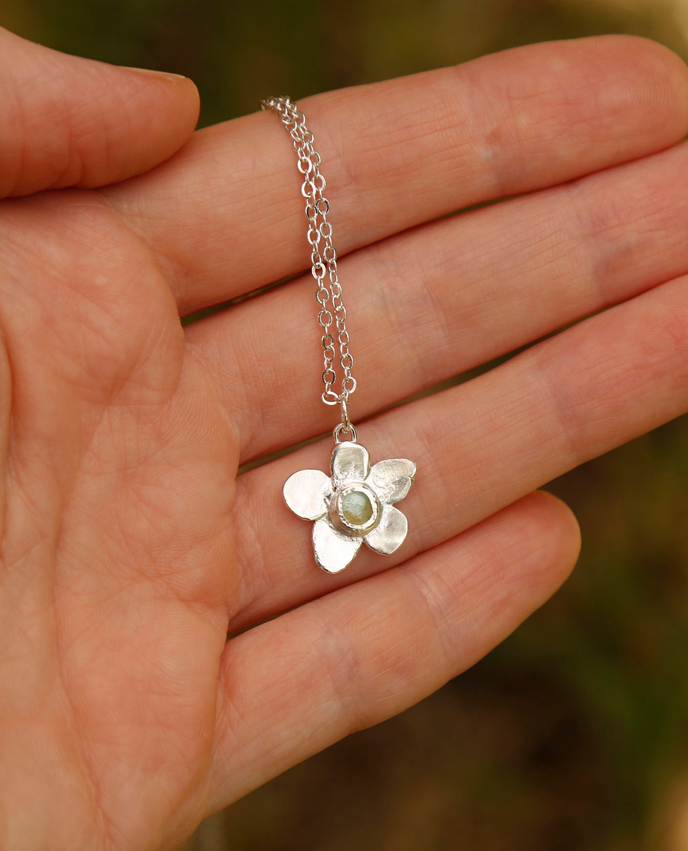 emerald necklace | solid silver