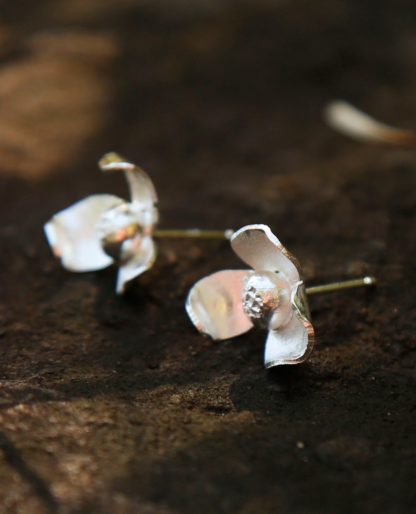 magnolia flower earrings | solid silver