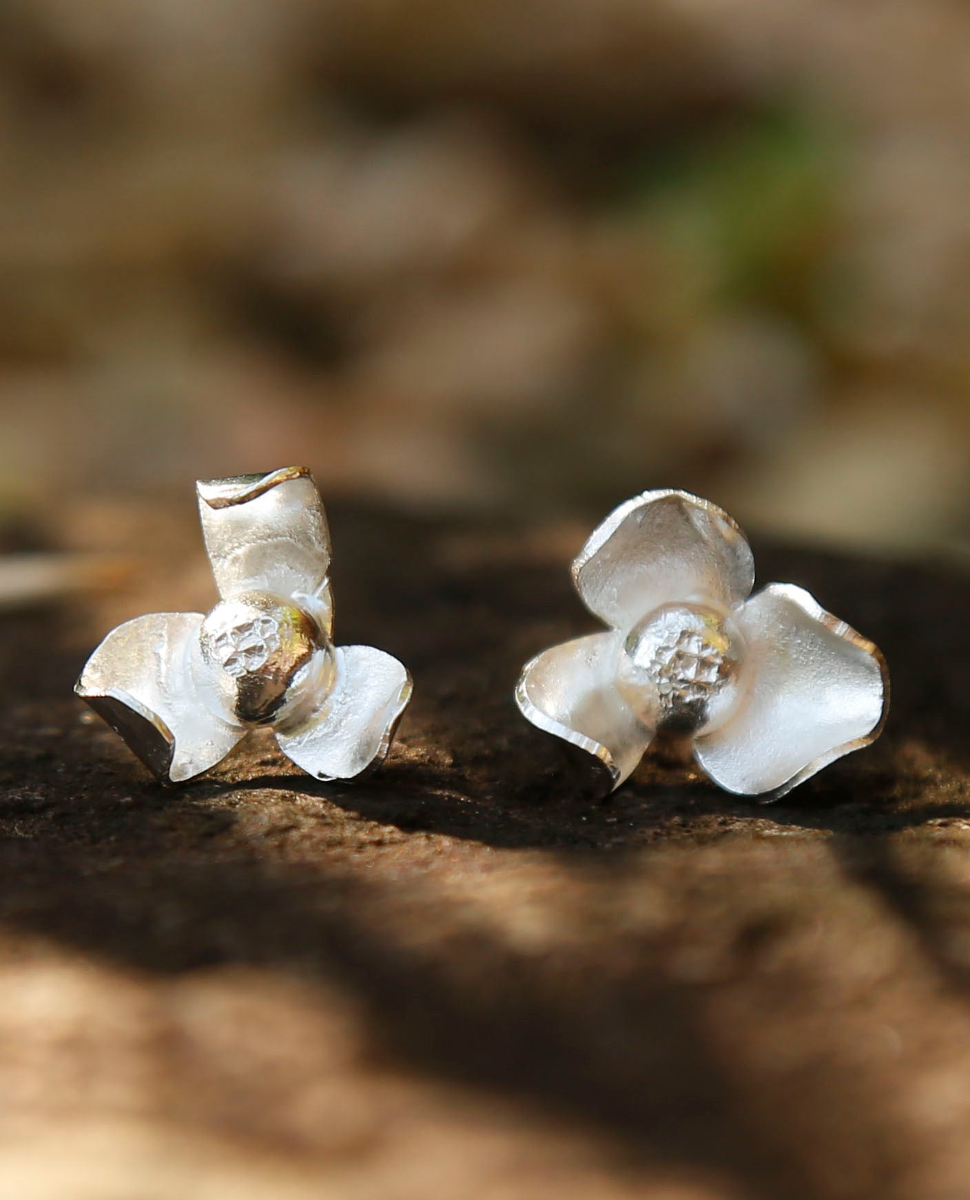 magnolia flower earrings | solid silver