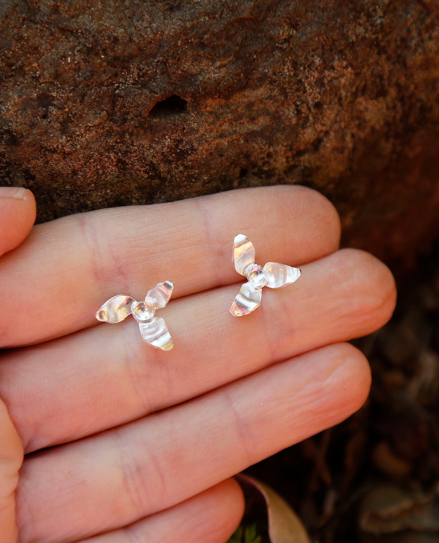 flannel flower earrings | solid silver