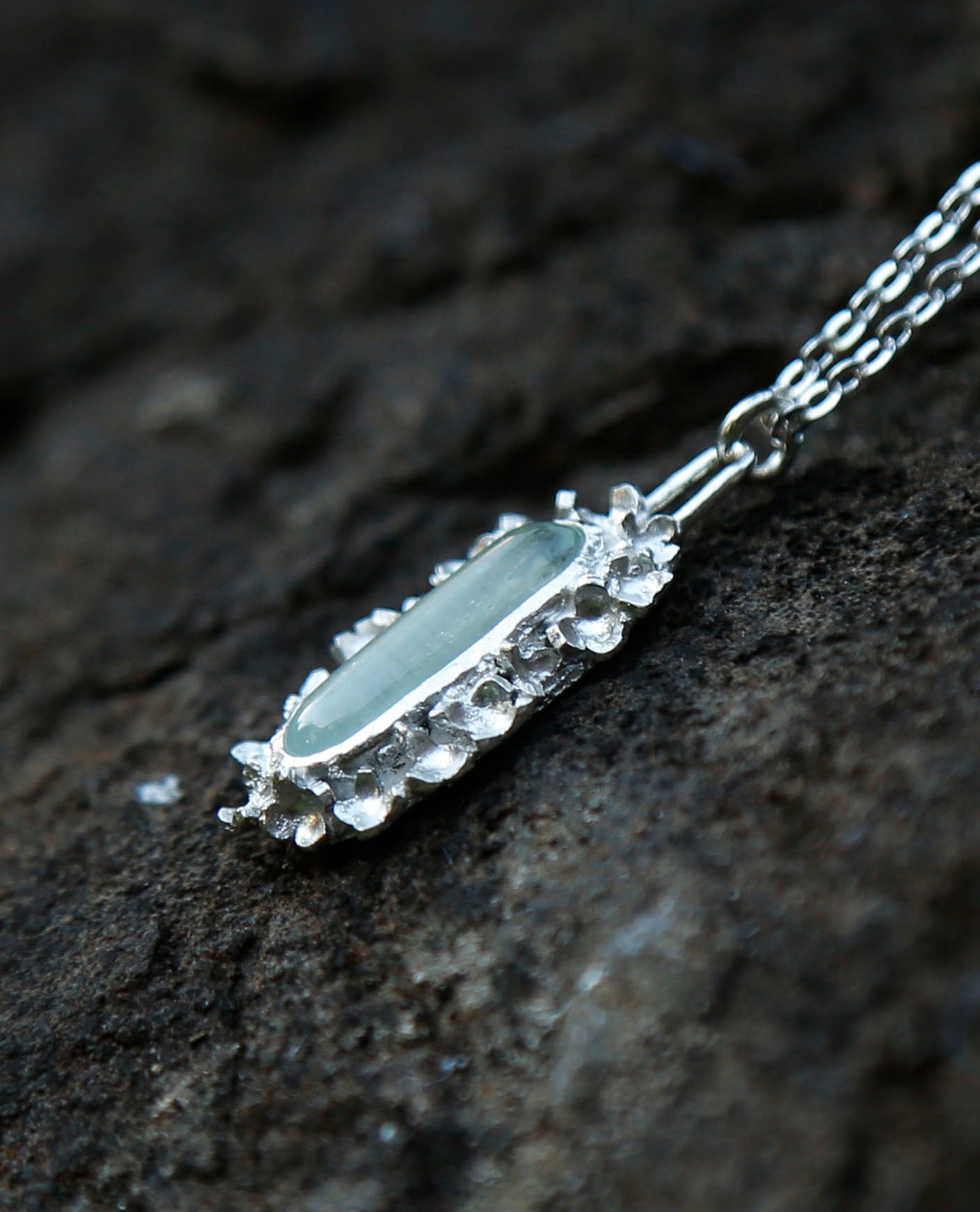 aquamarine flora pendant | solid silver
