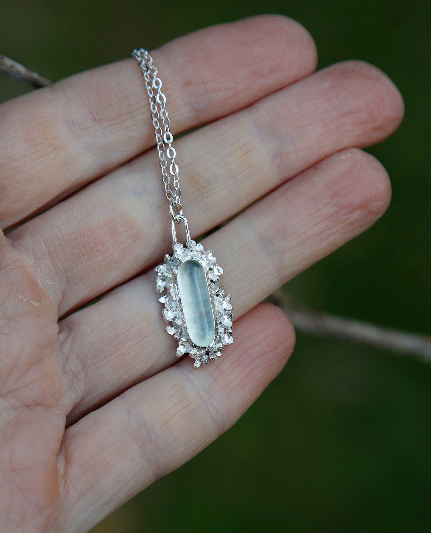 aquamarine flora pendant | solid silver