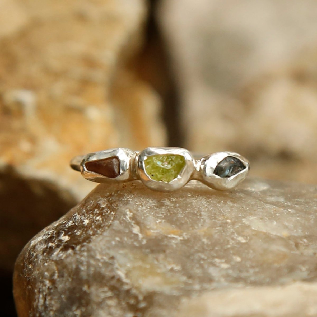 photo of rainbow triptych ring