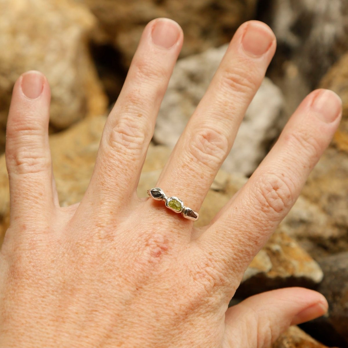 wearing rainbow triptych ring