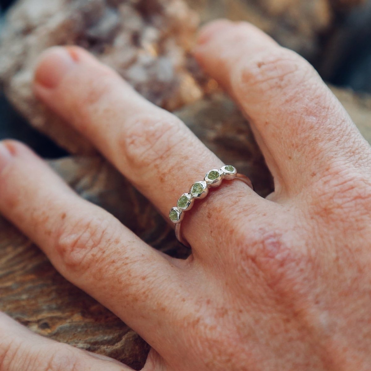 handmade Peridot Ring in Sterling Silver