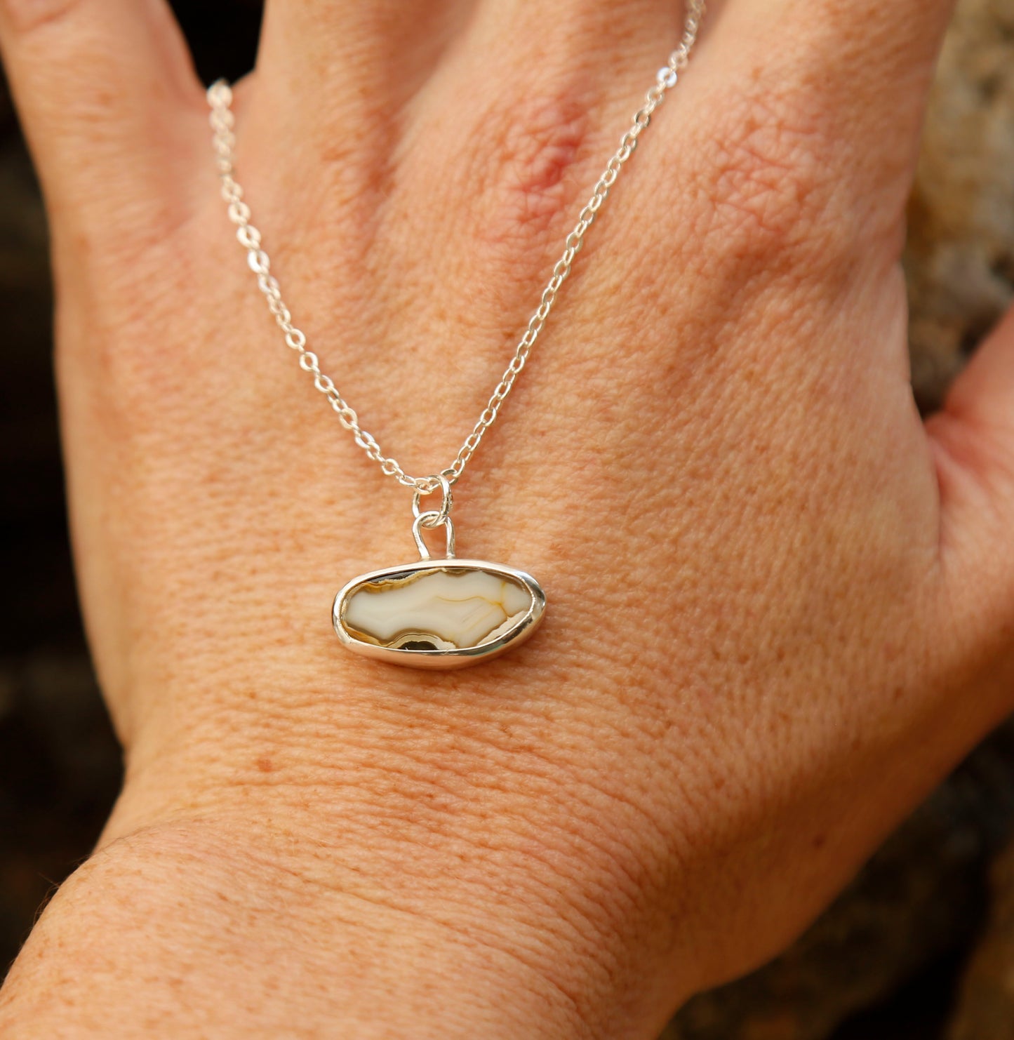 banded agate necklace | solid silver