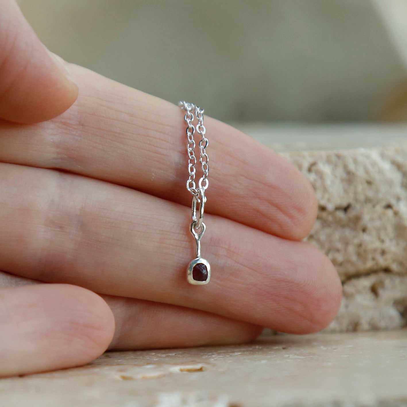 garnet pendant | solid silver