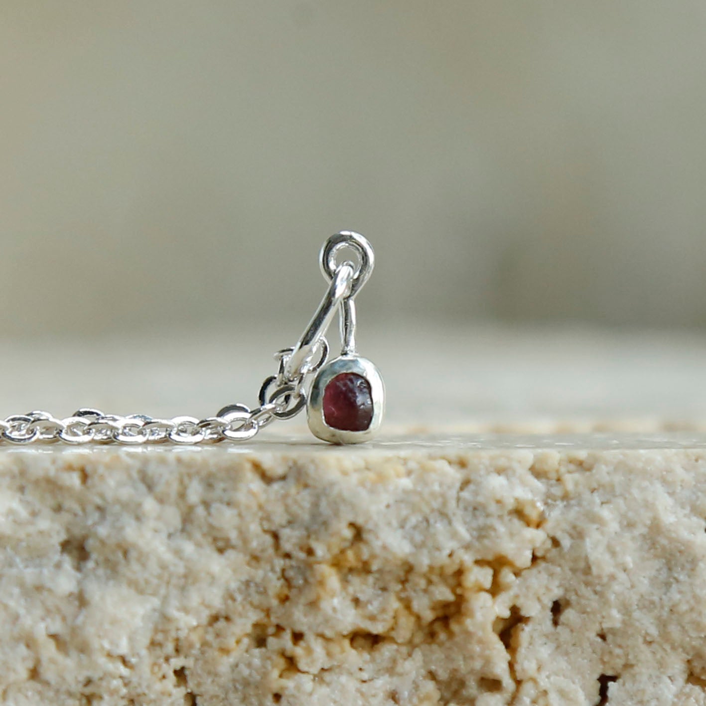 garnet pendant | solid silver