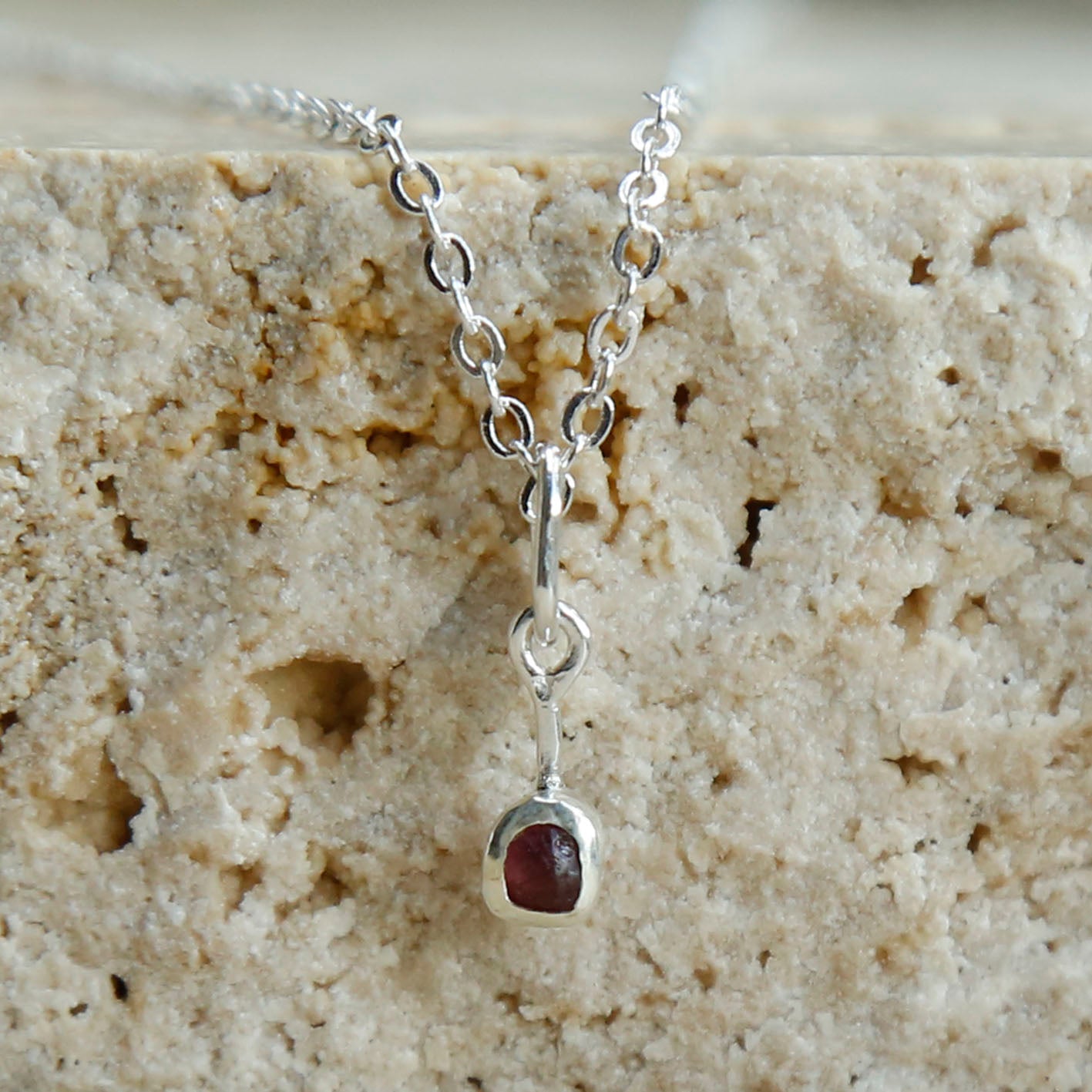 garnet pendant | solid silver