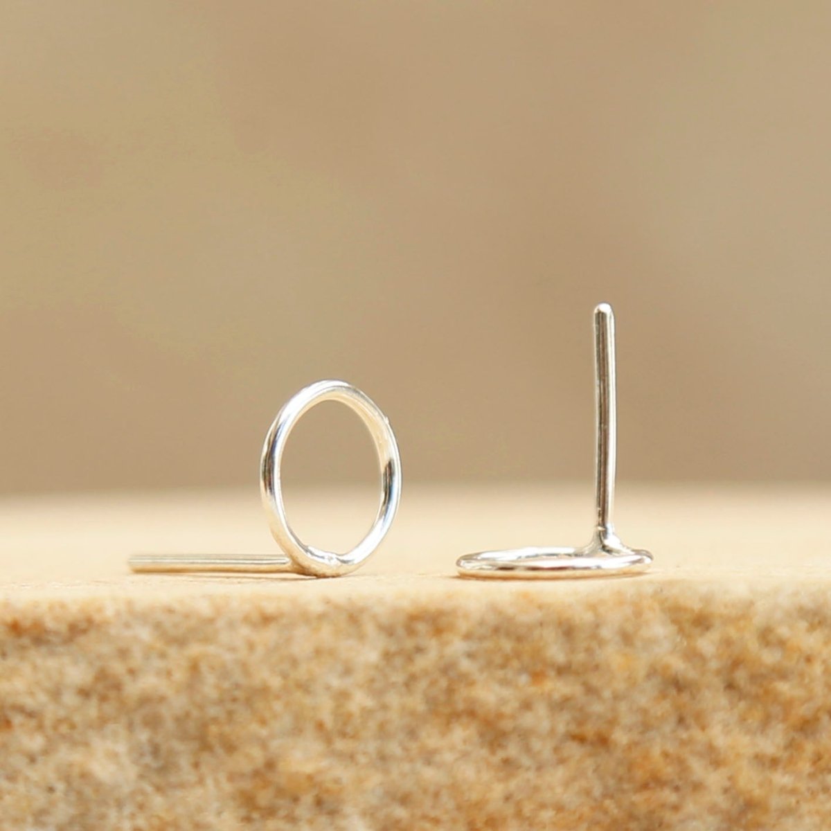 handmade sterling silver circle studs