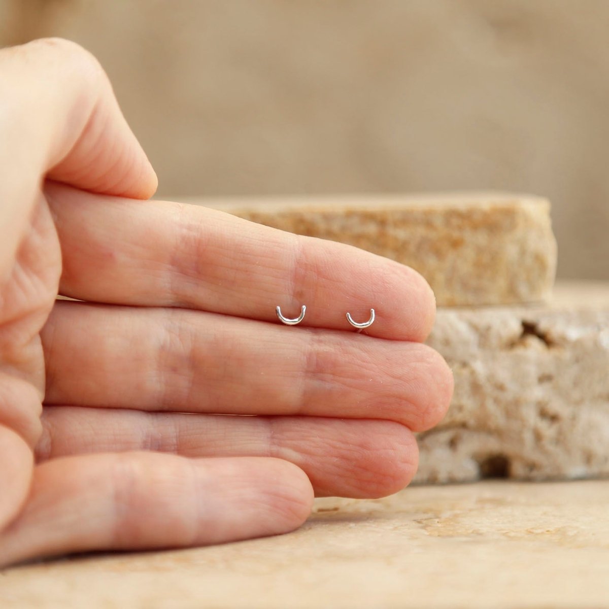 sterling silver arch studs semicircle