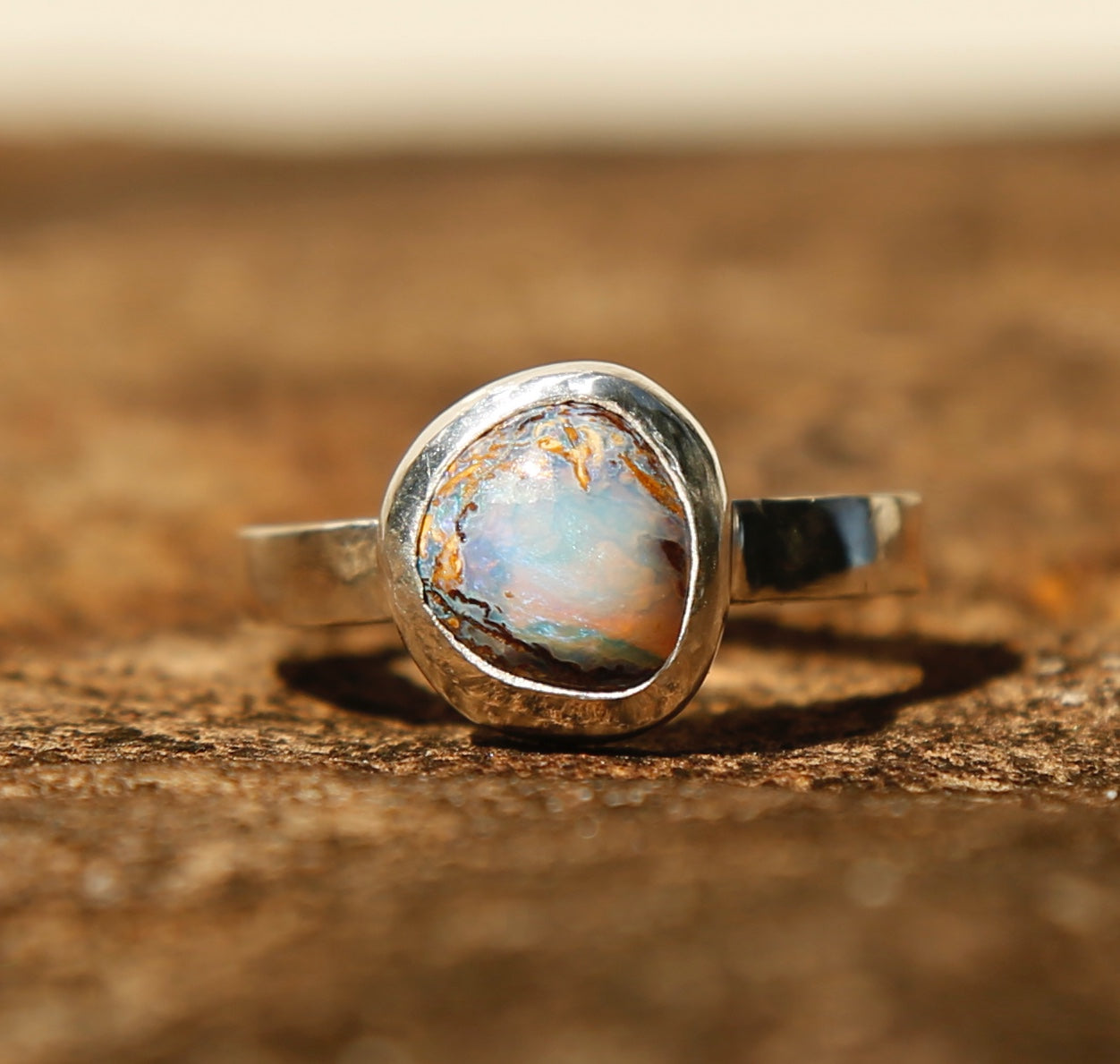 opal ring in solid silver | N 1/2