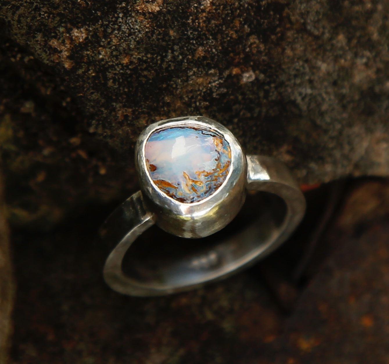 opal ring in solid silver | N 1/2