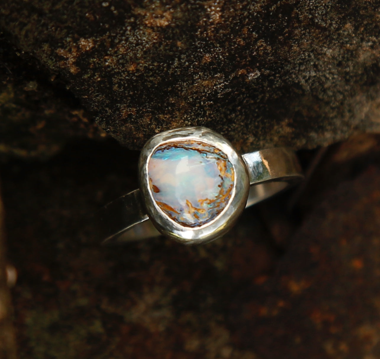 opal ring in solid silver | N 1/2