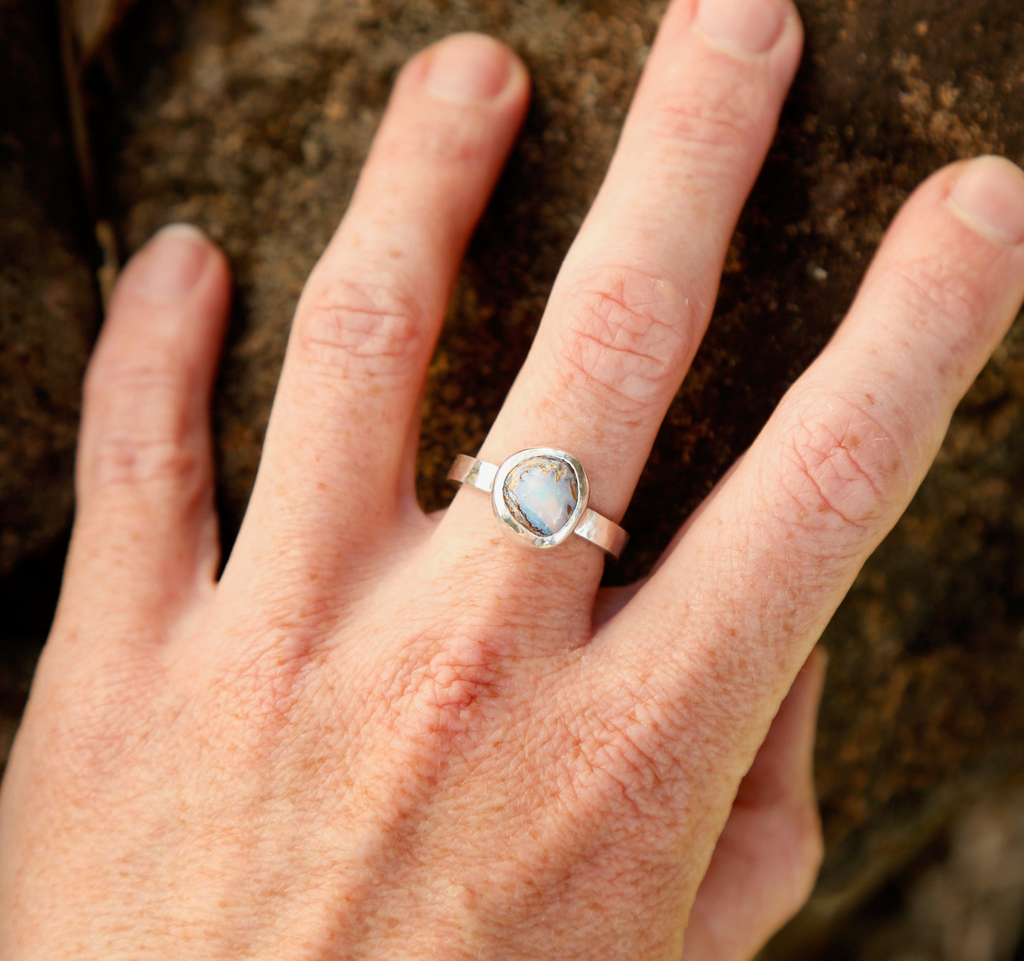 opal ring in solid silver | N 1/2