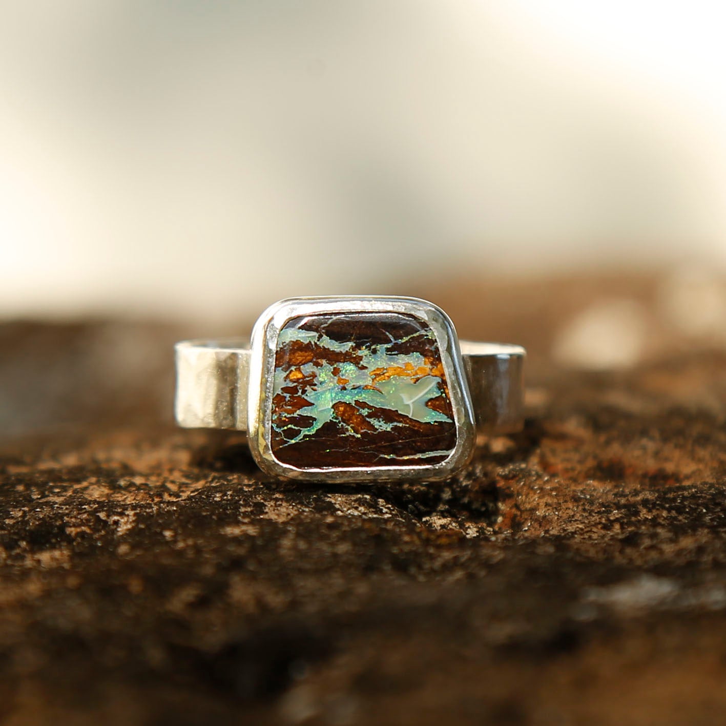 opal ring in solid silver | U