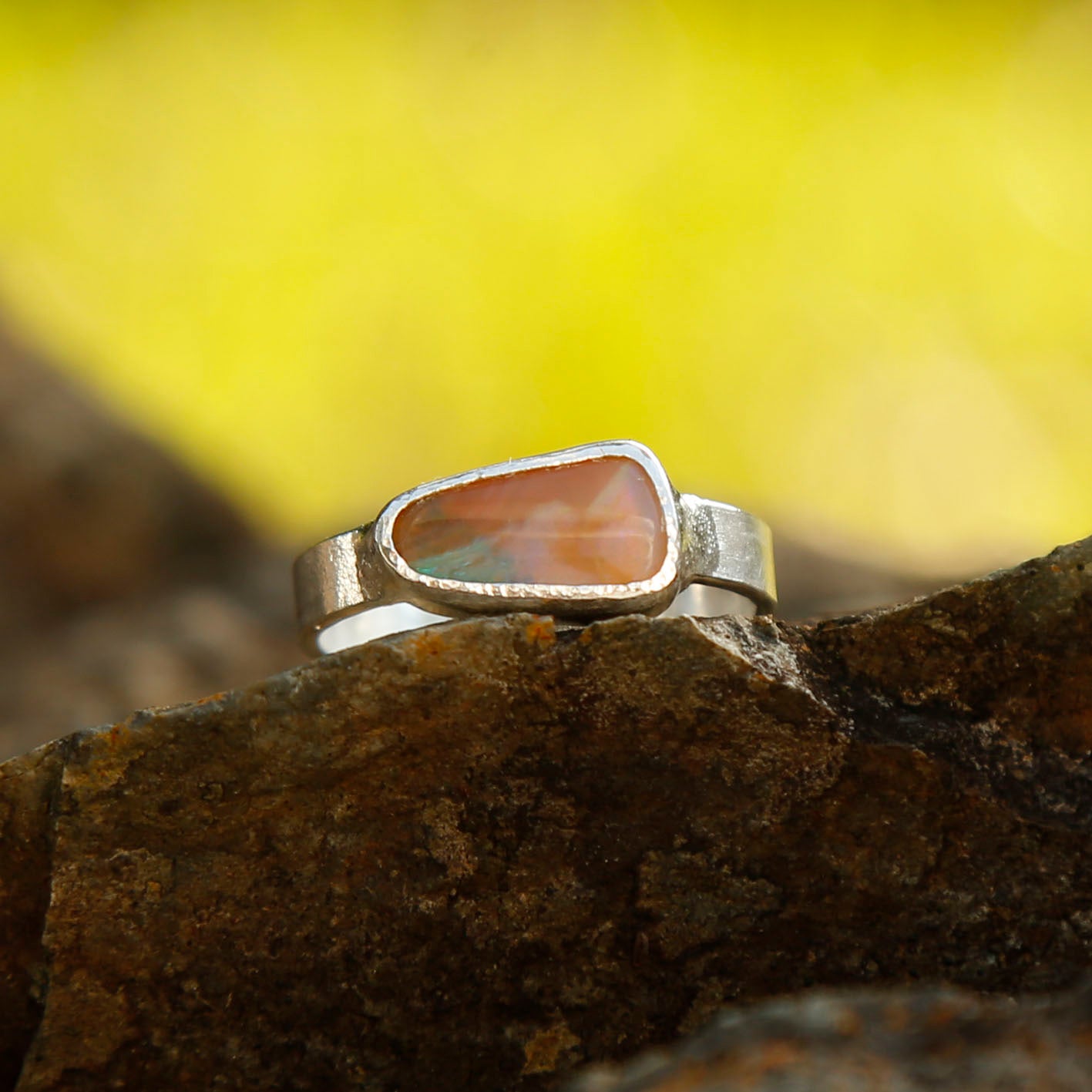 opal ring in solid silver | N