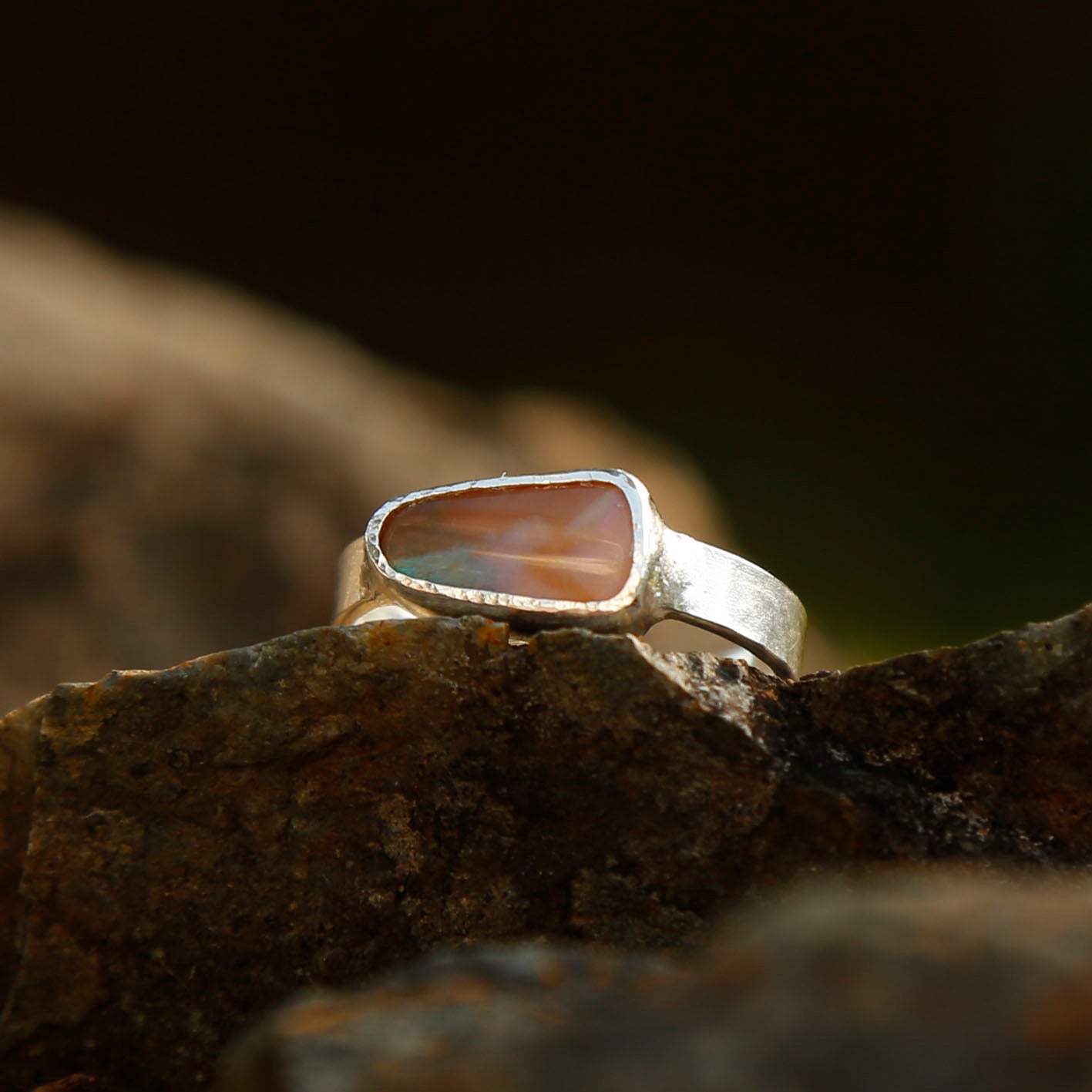 opal ring in solid silver | N