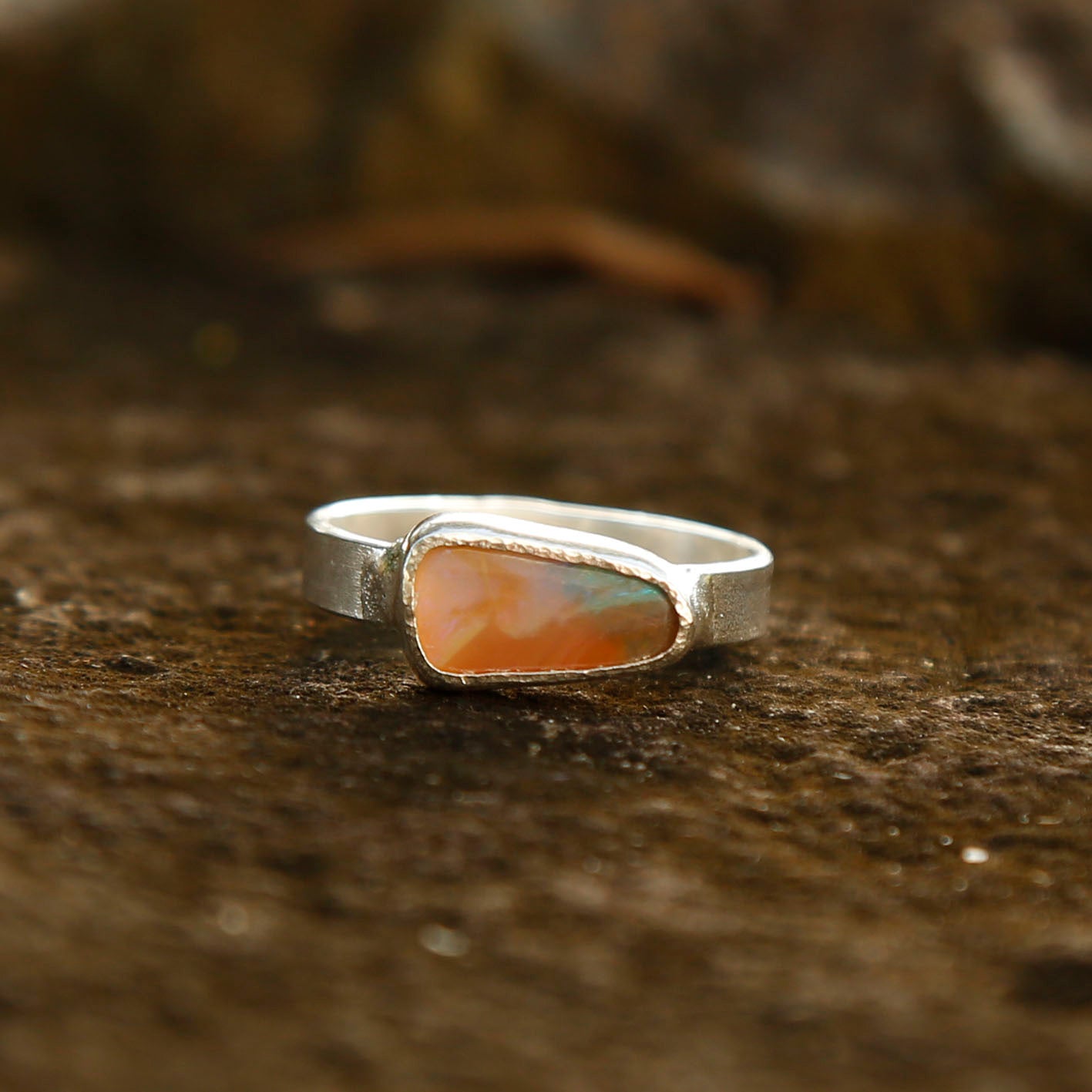 opal ring in solid silver | N