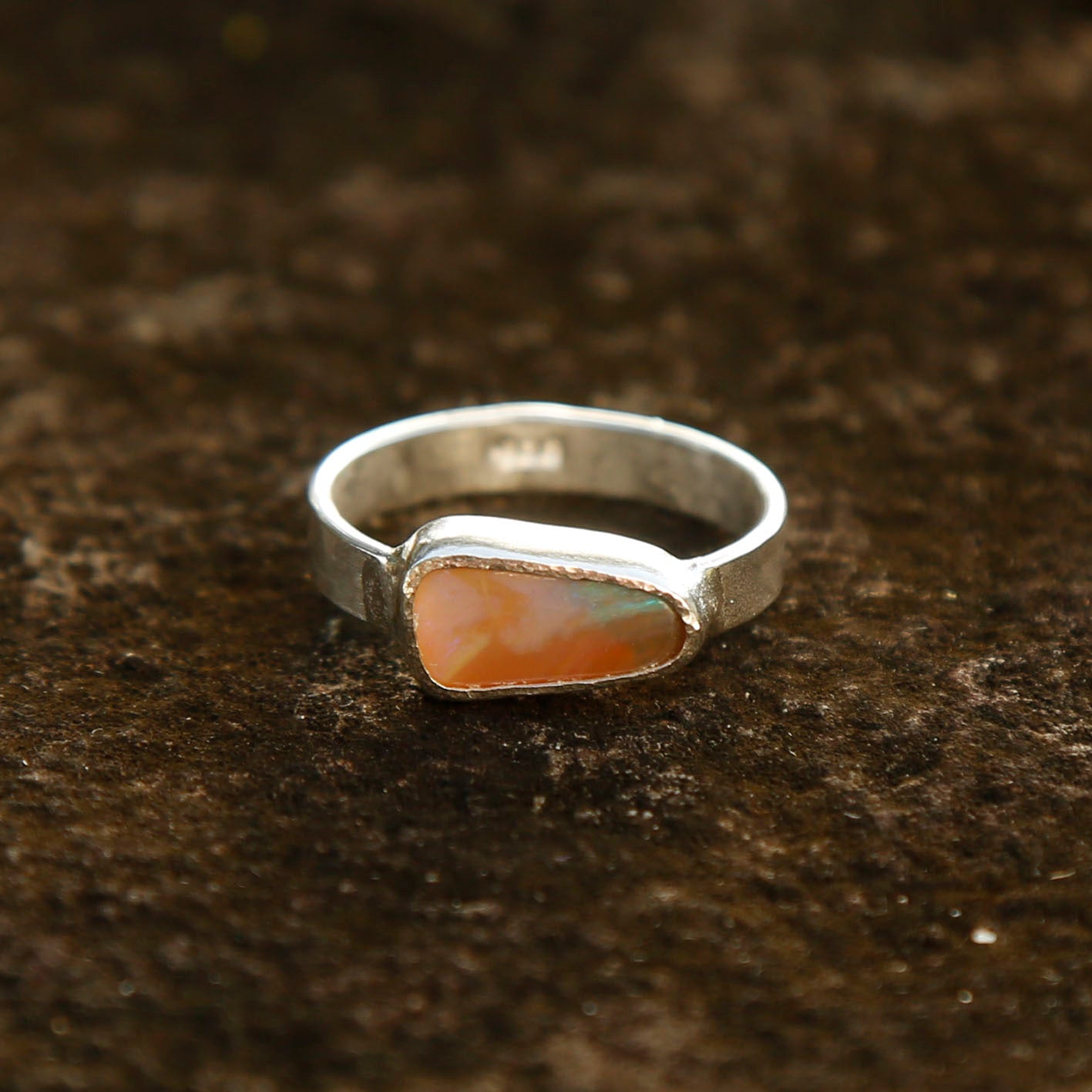 opal ring in solid silver | N