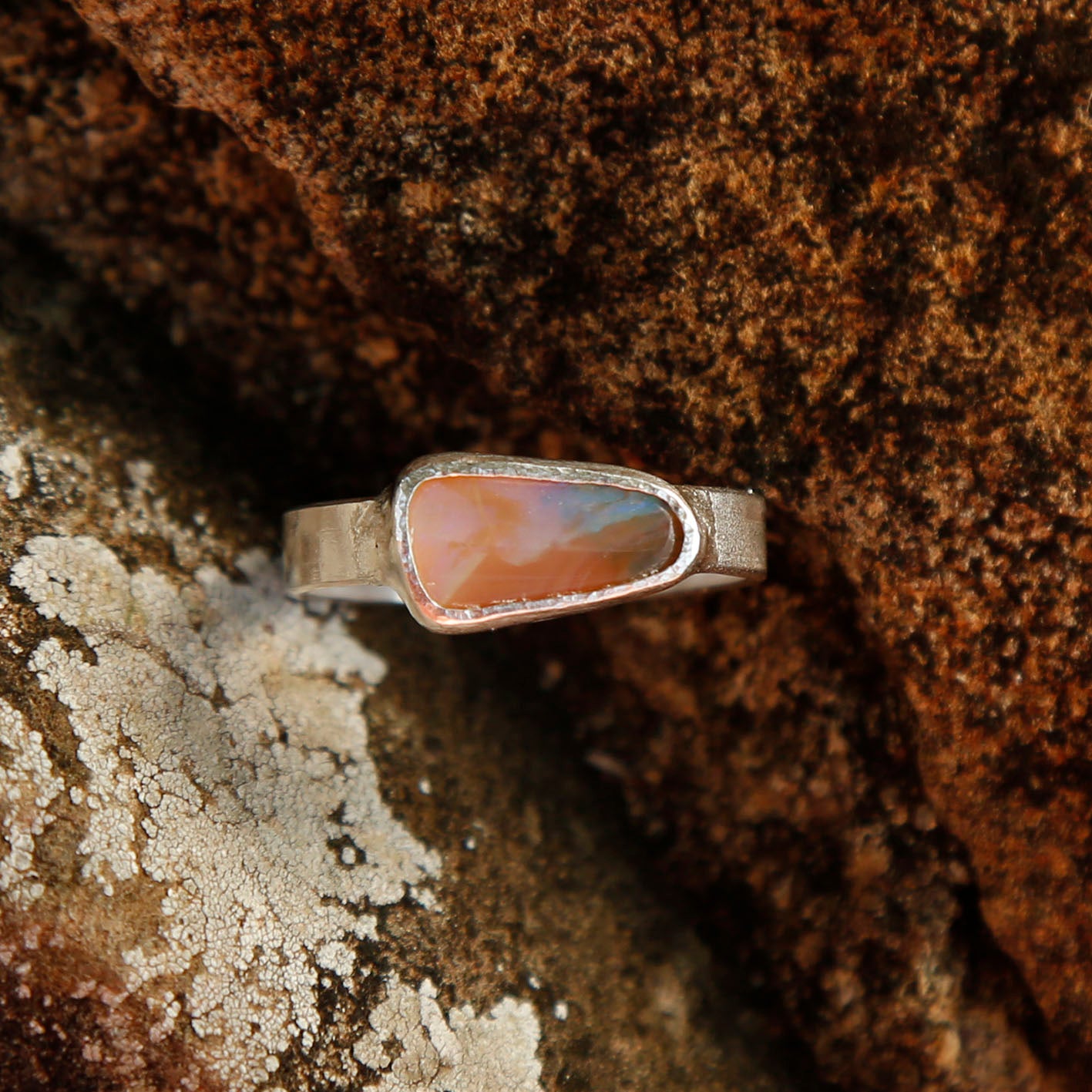 opal ring in solid silver | N