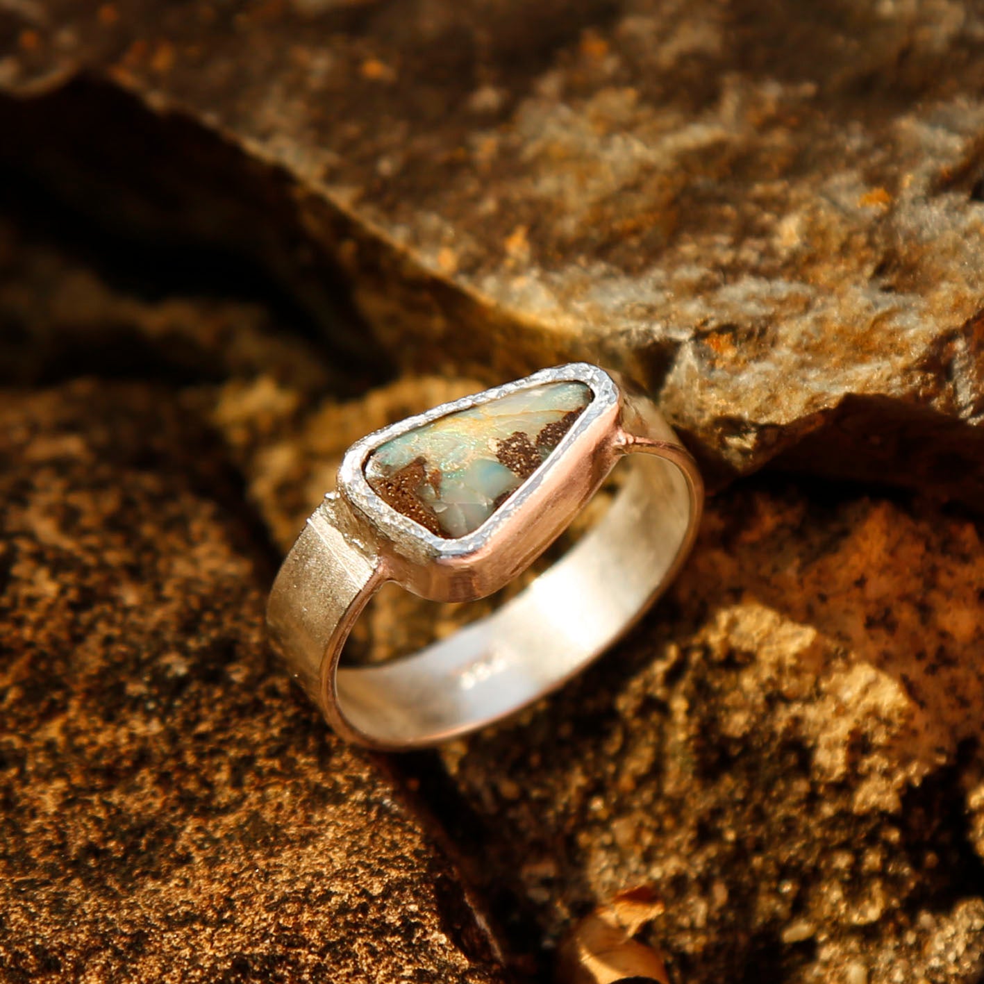 opal ring in solid silver | P