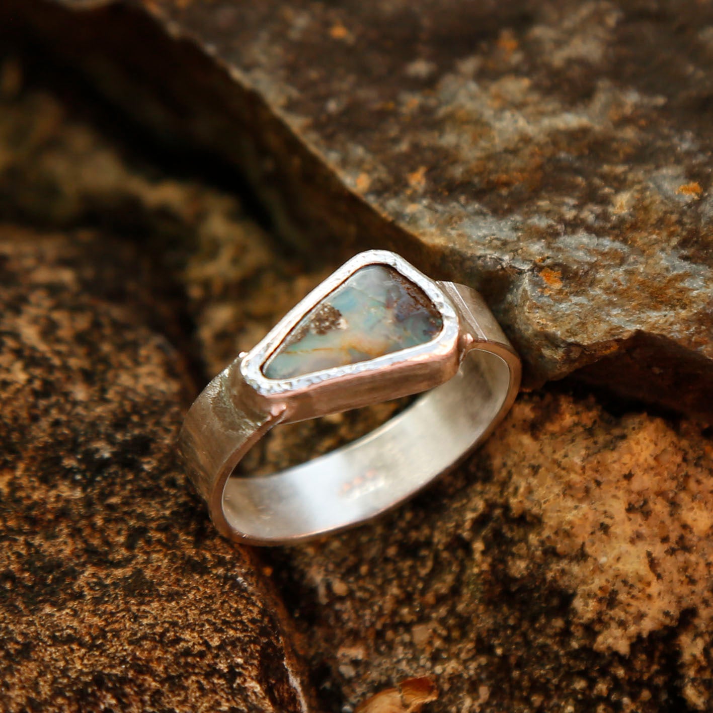opal ring in solid silver | P