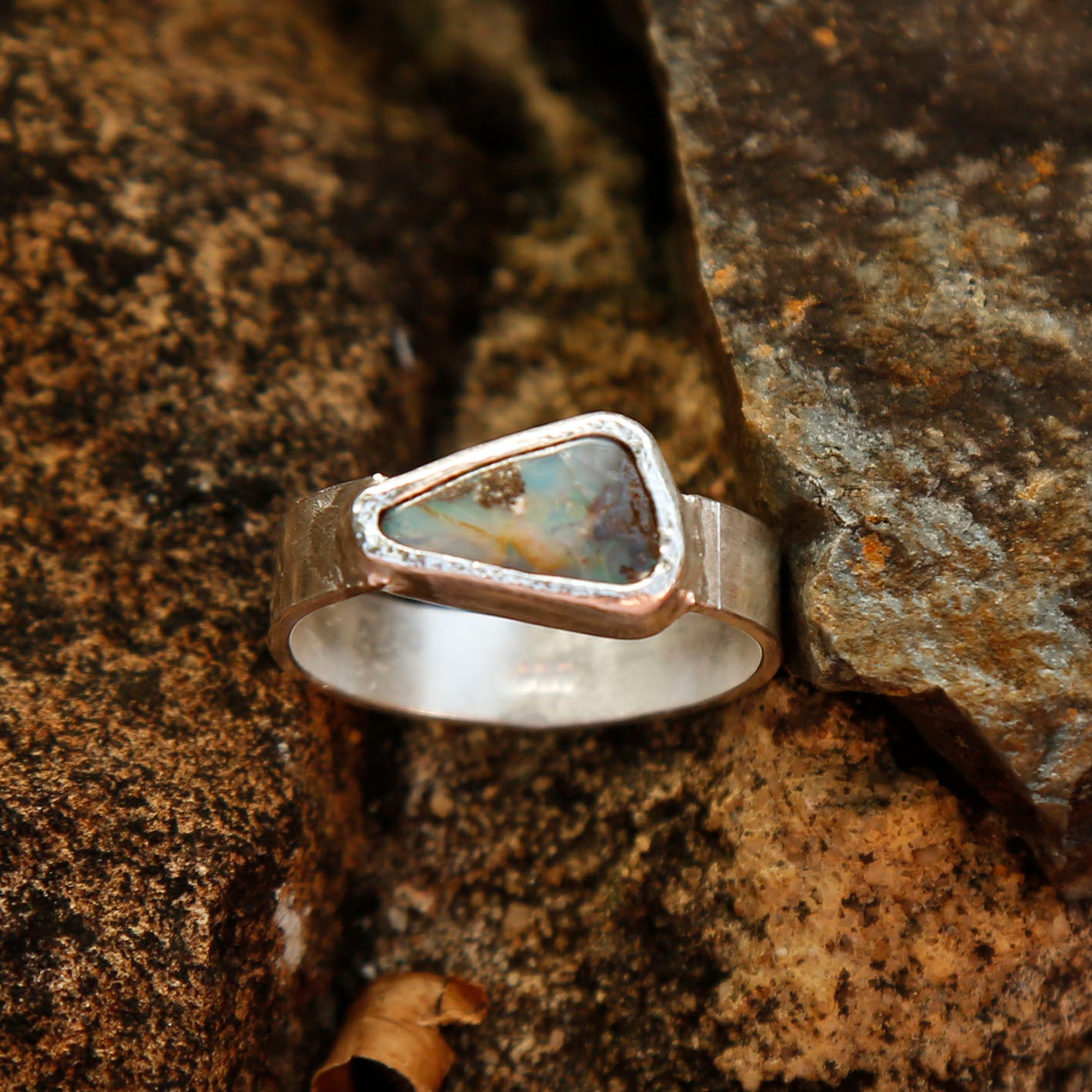 opal ring in solid silver | P