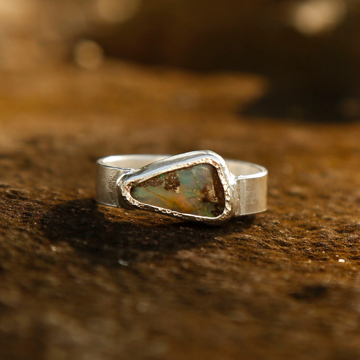 opal ring in solid silver | P