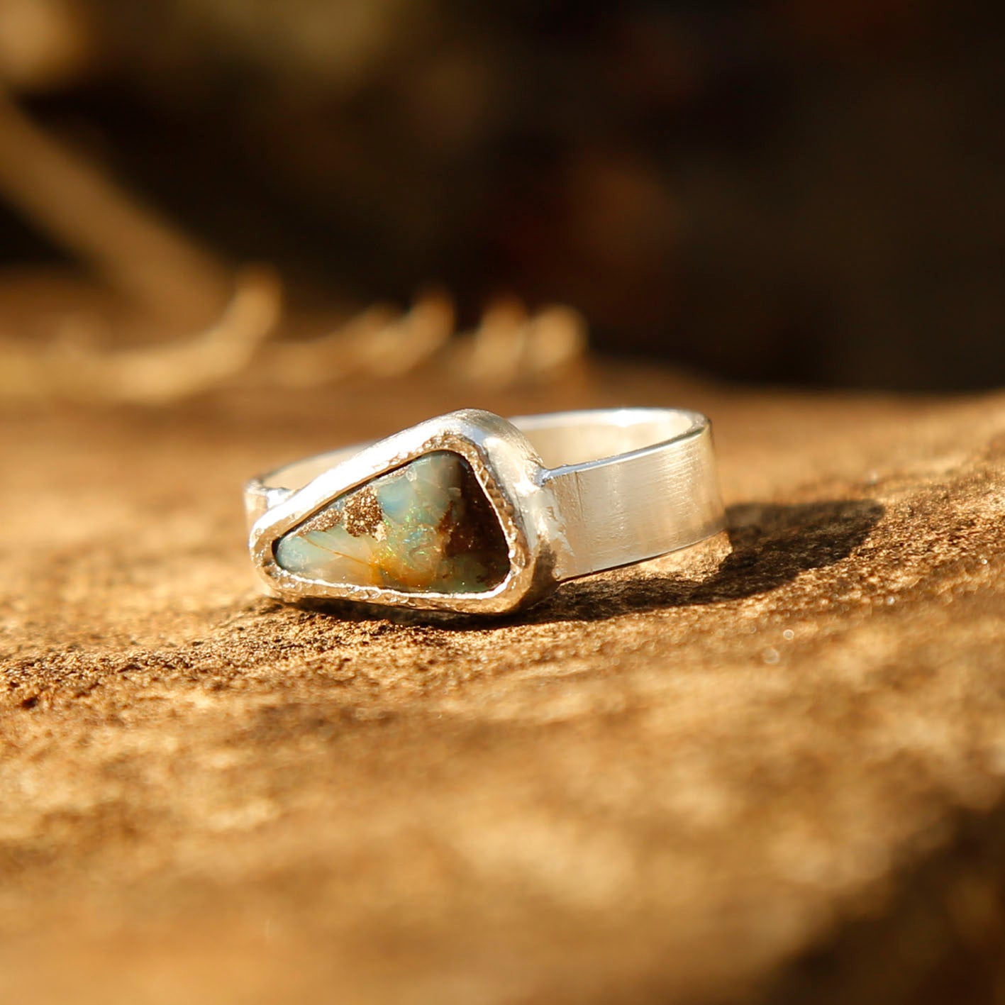 opal ring in solid silver | P