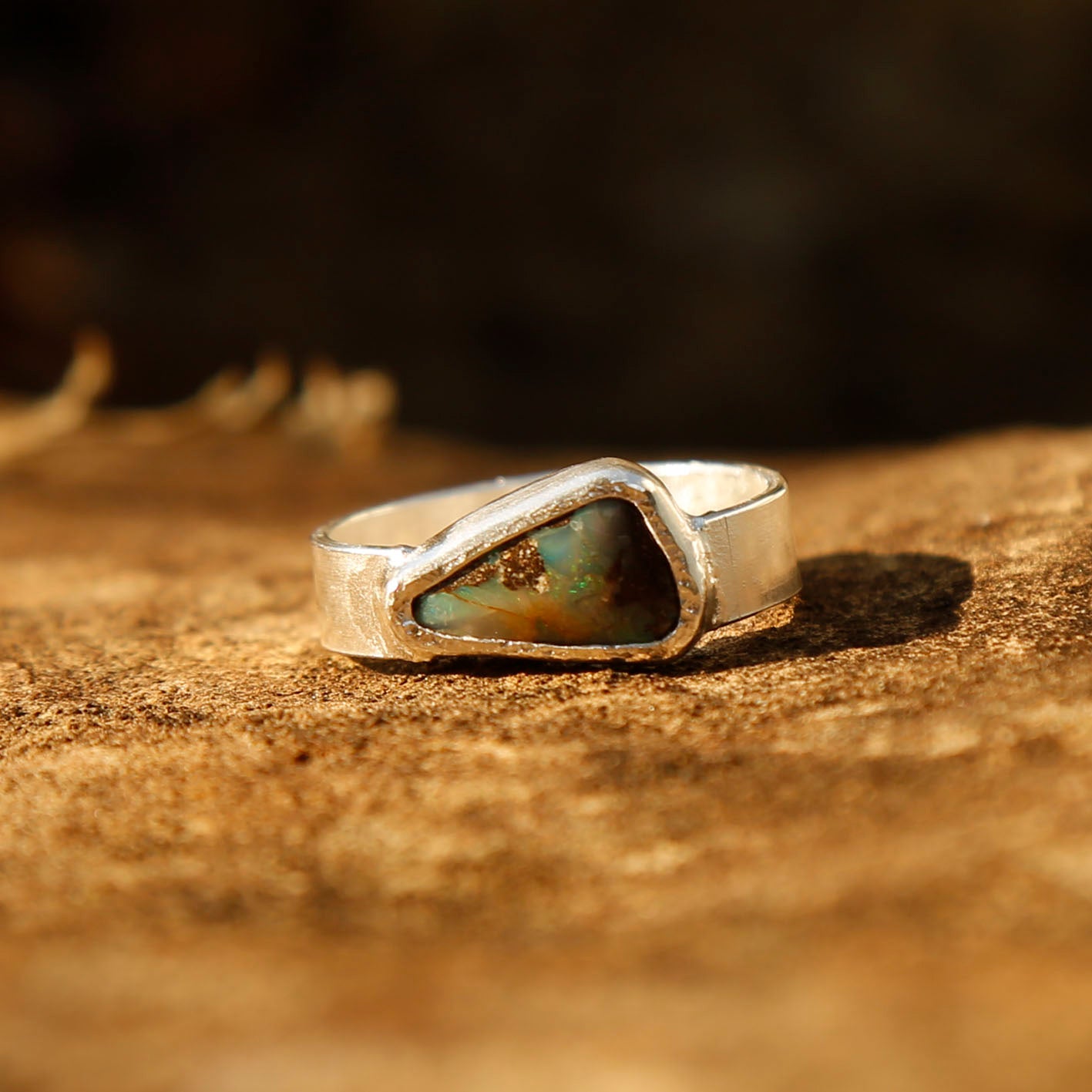 opal ring in solid silver | P