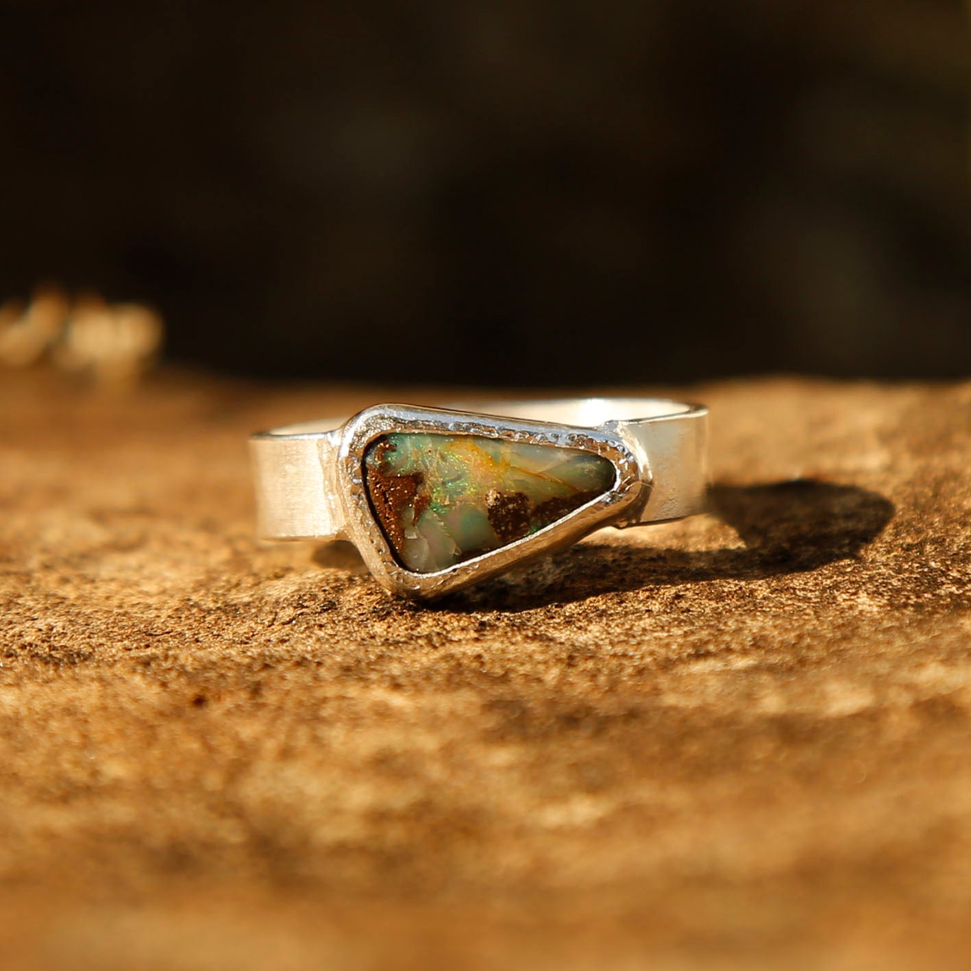 opal ring in solid silver | P