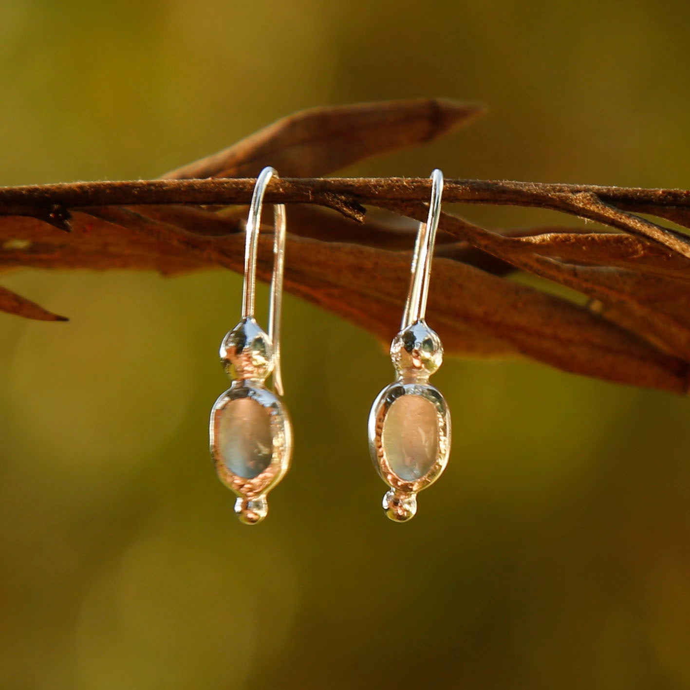 aquamarine earrings in solid silver