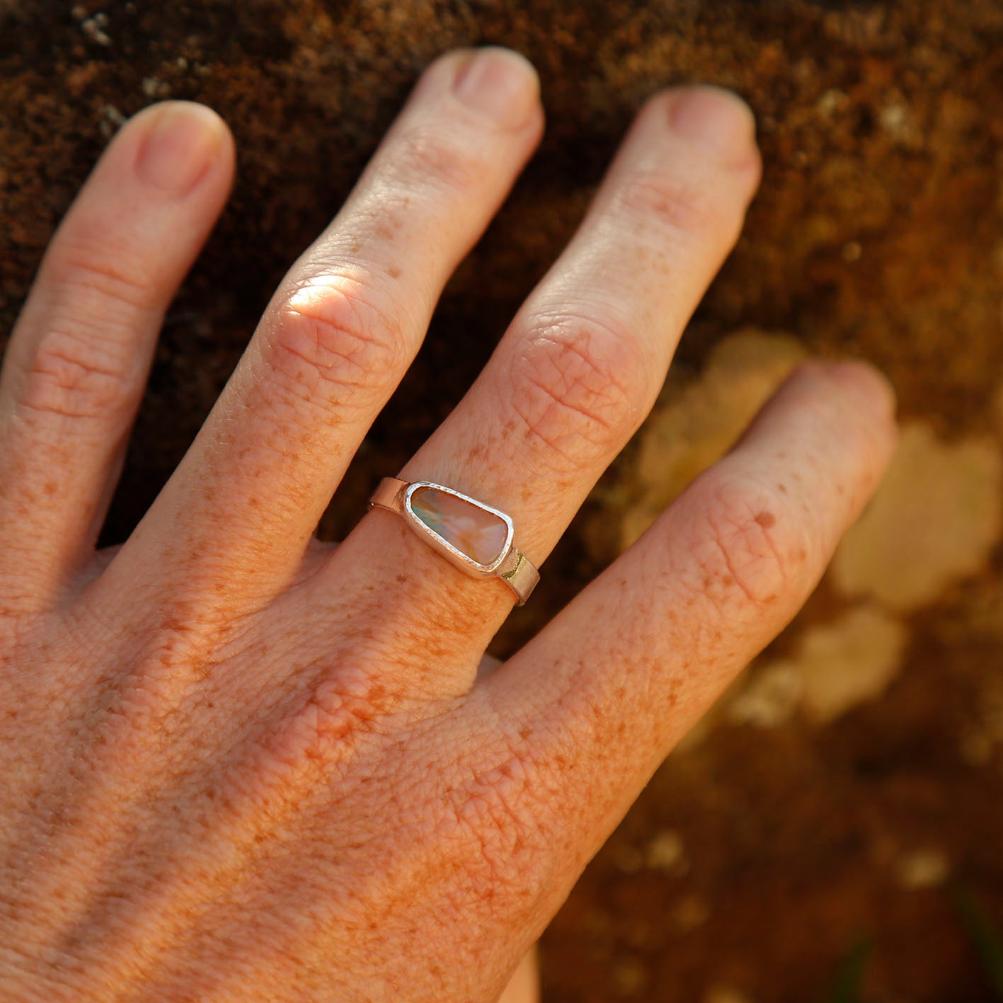 opal ring in solid silver | N