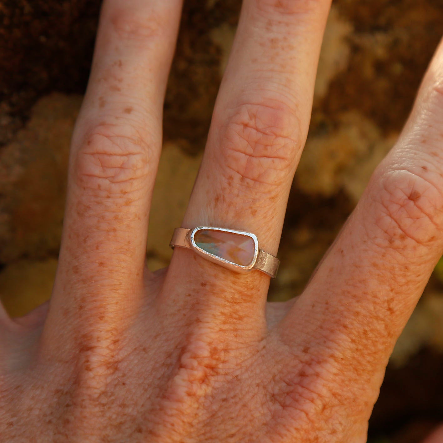 opal ring in solid silver | N
