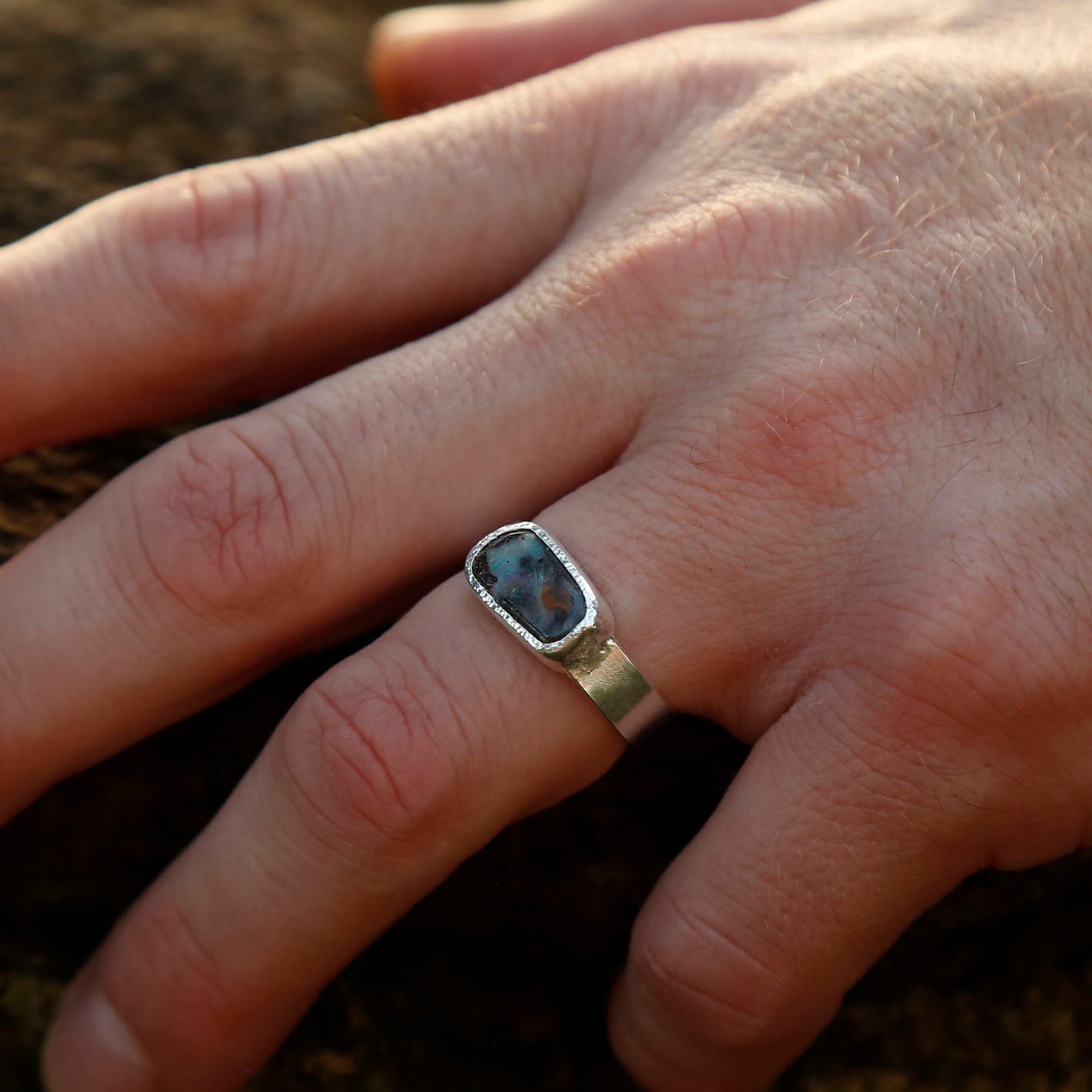 opal ring in solid silver | R