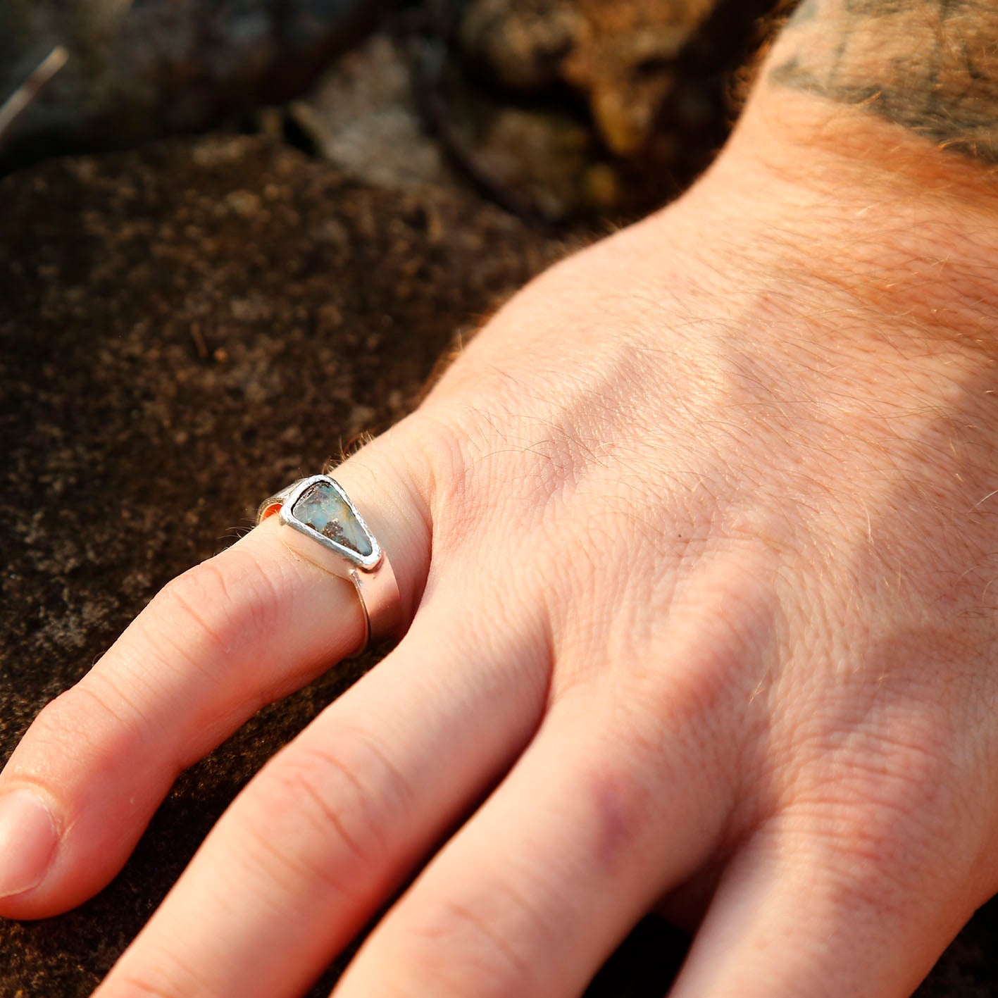 opal ring in solid silver | P