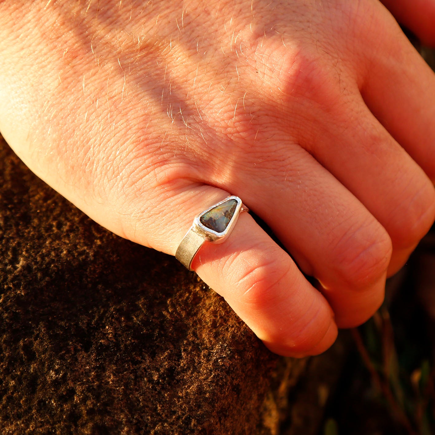 opal ring in solid silver | P